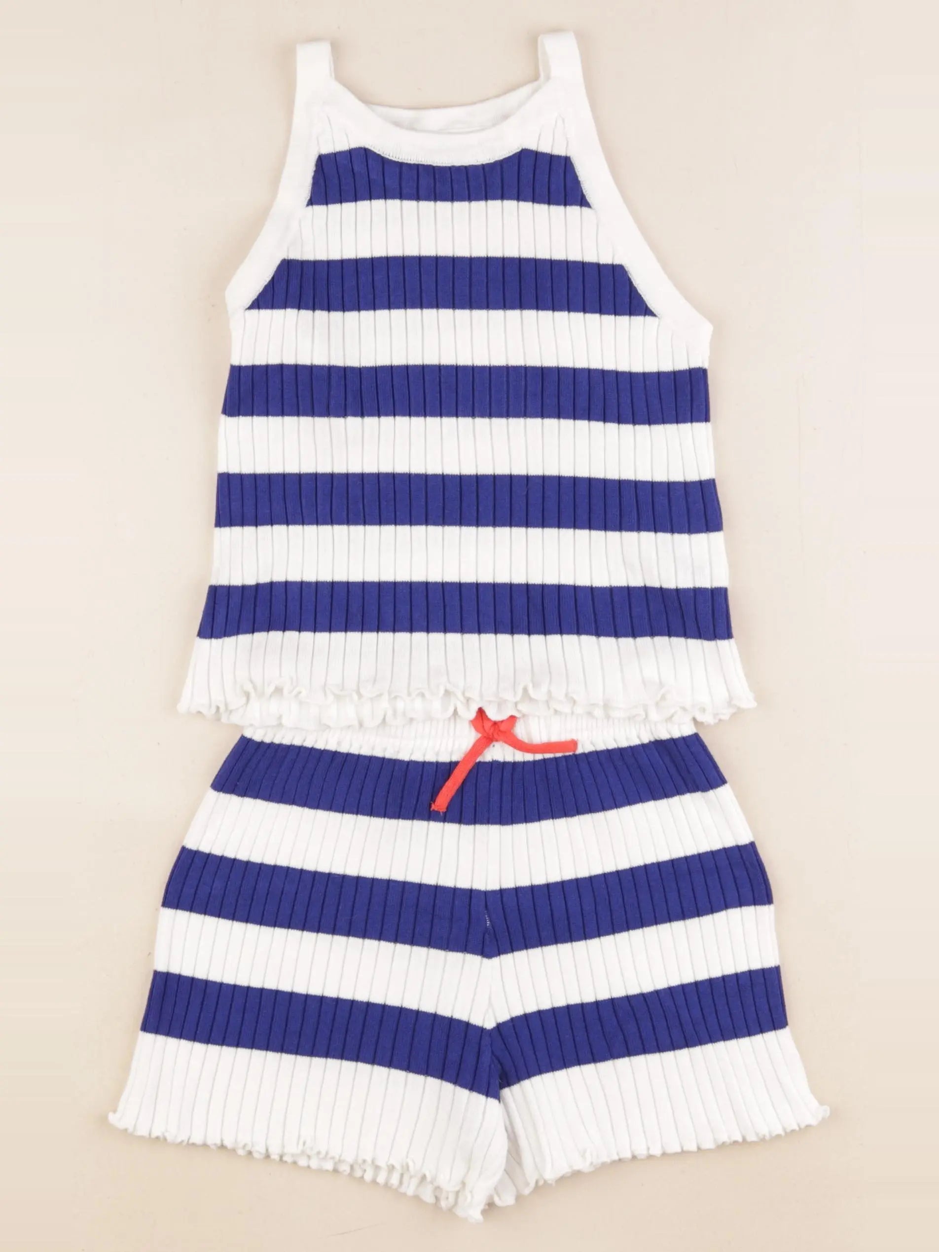 H&M - ensemble bleu, blanc - 4/6 ans