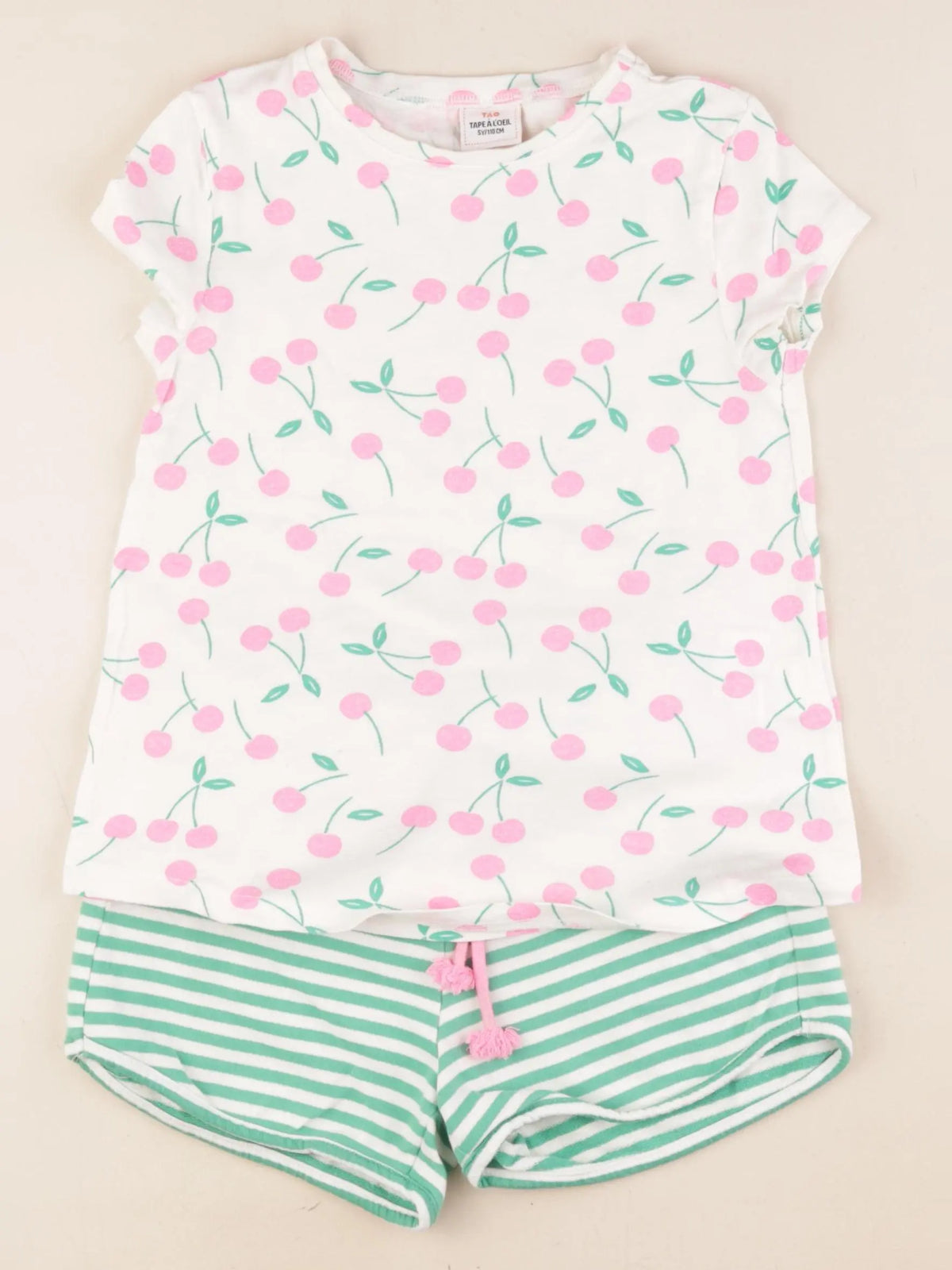 Tape à l'oeil - pyjama coton beige, vert, rose - 5 ans