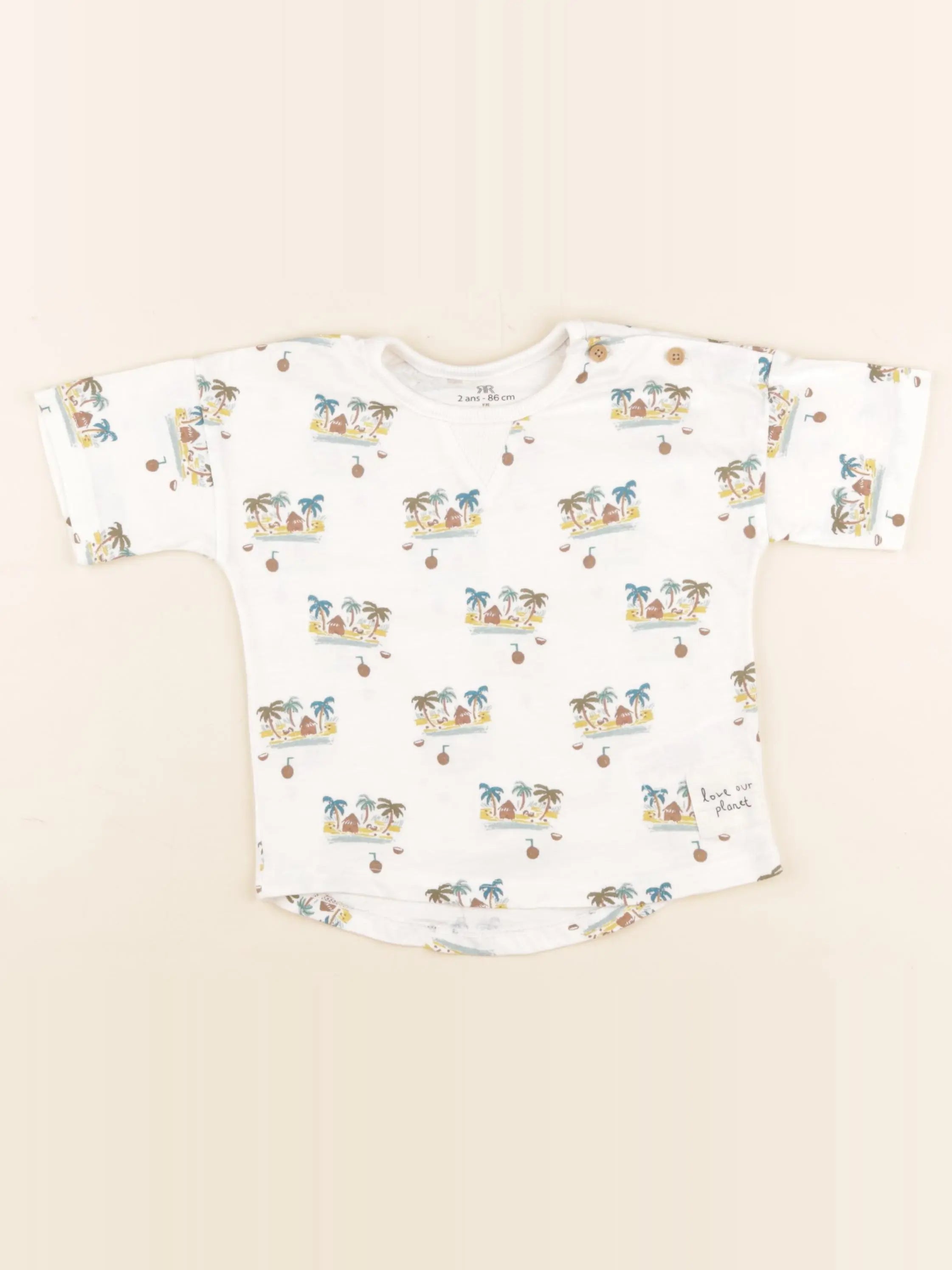 La Redoute - tee-shirt multicolore, beige, noir, blanc - 2 ans