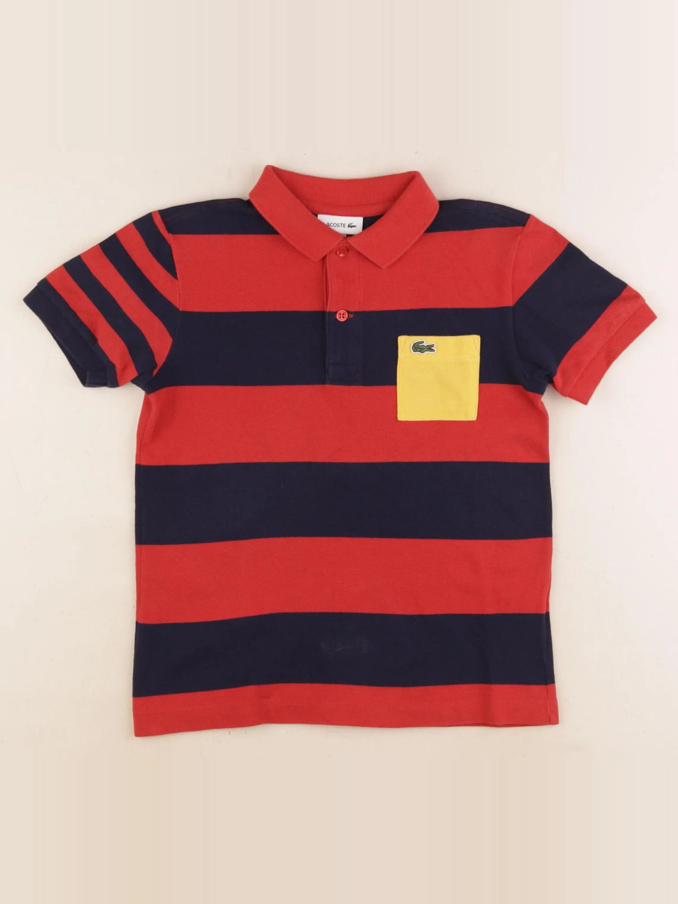 Lacoste - polo bleu, rouge - 8 ans