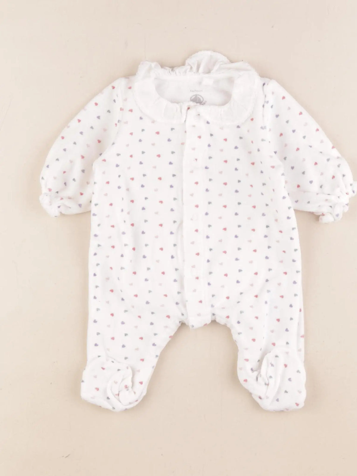 Petit Bateau - pyjama velours blanc - 1 mois