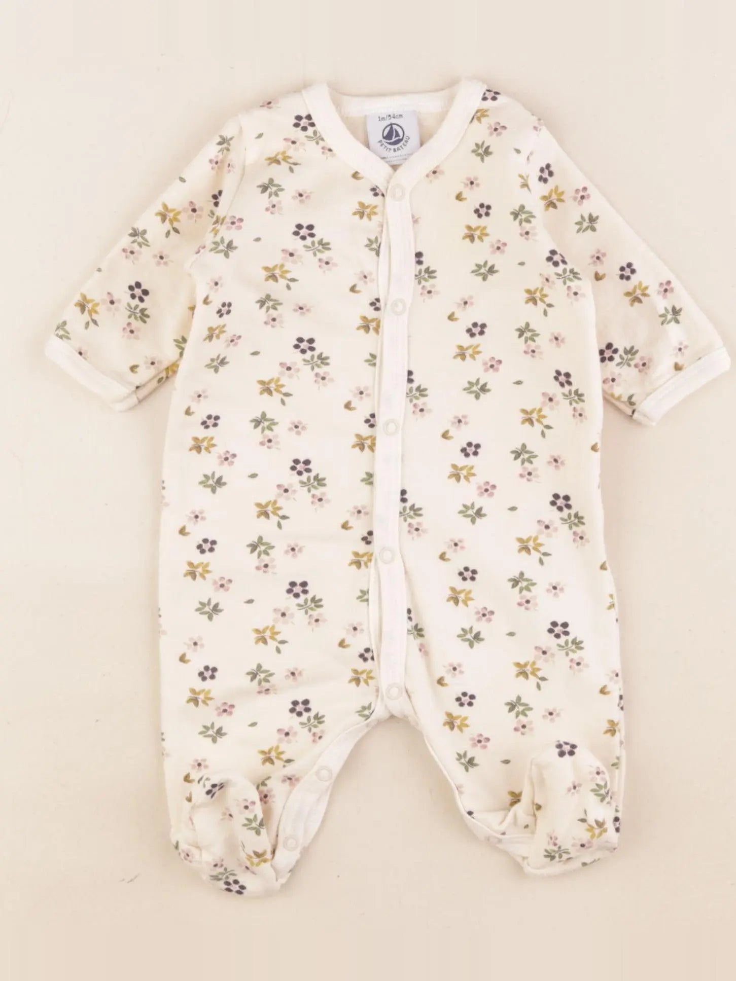 Petit Bateau - pyjama coton beige - 1 mois