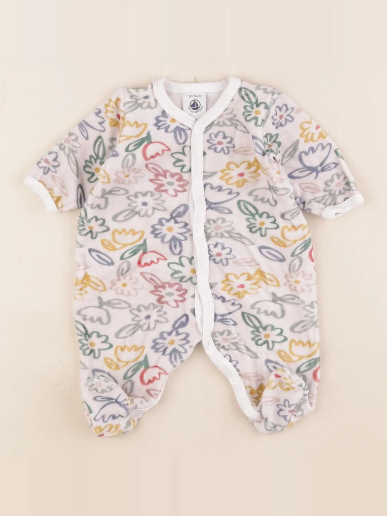 Petit Bateau - pyjama velours multicolore - 1 mois