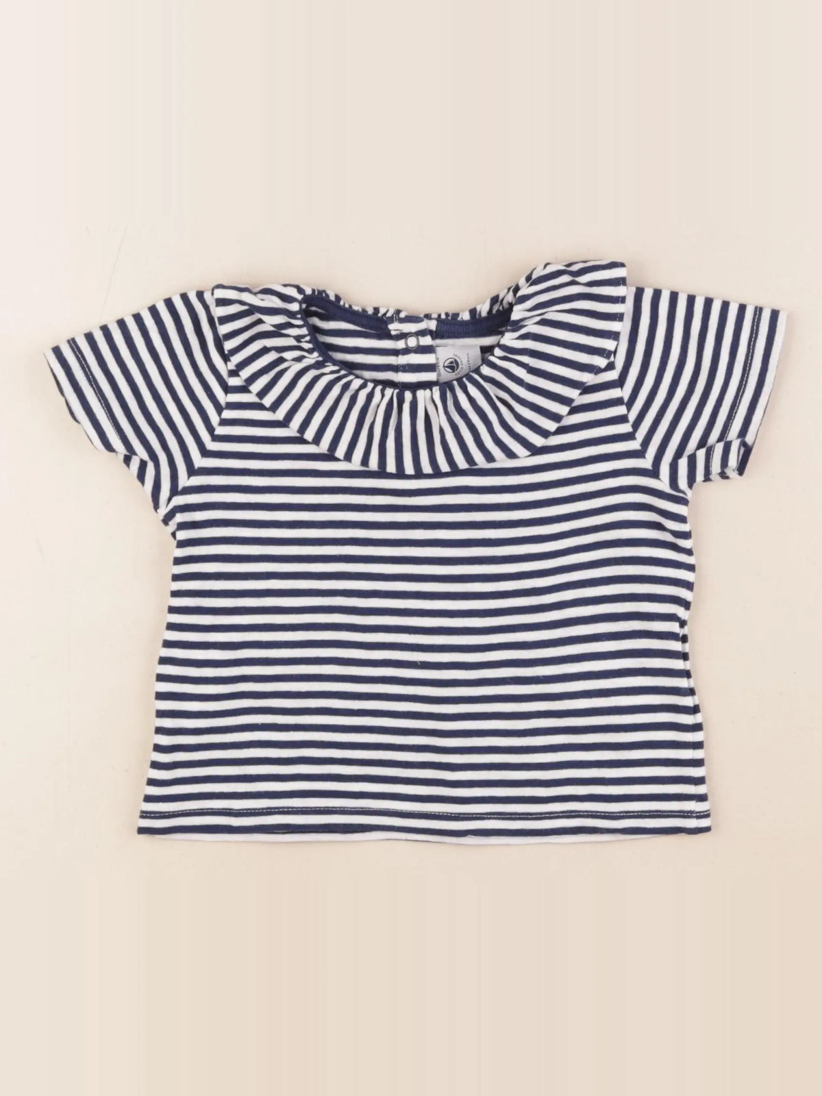 Petit Bateau - tee-shirt blanc, bleu - 18 mois