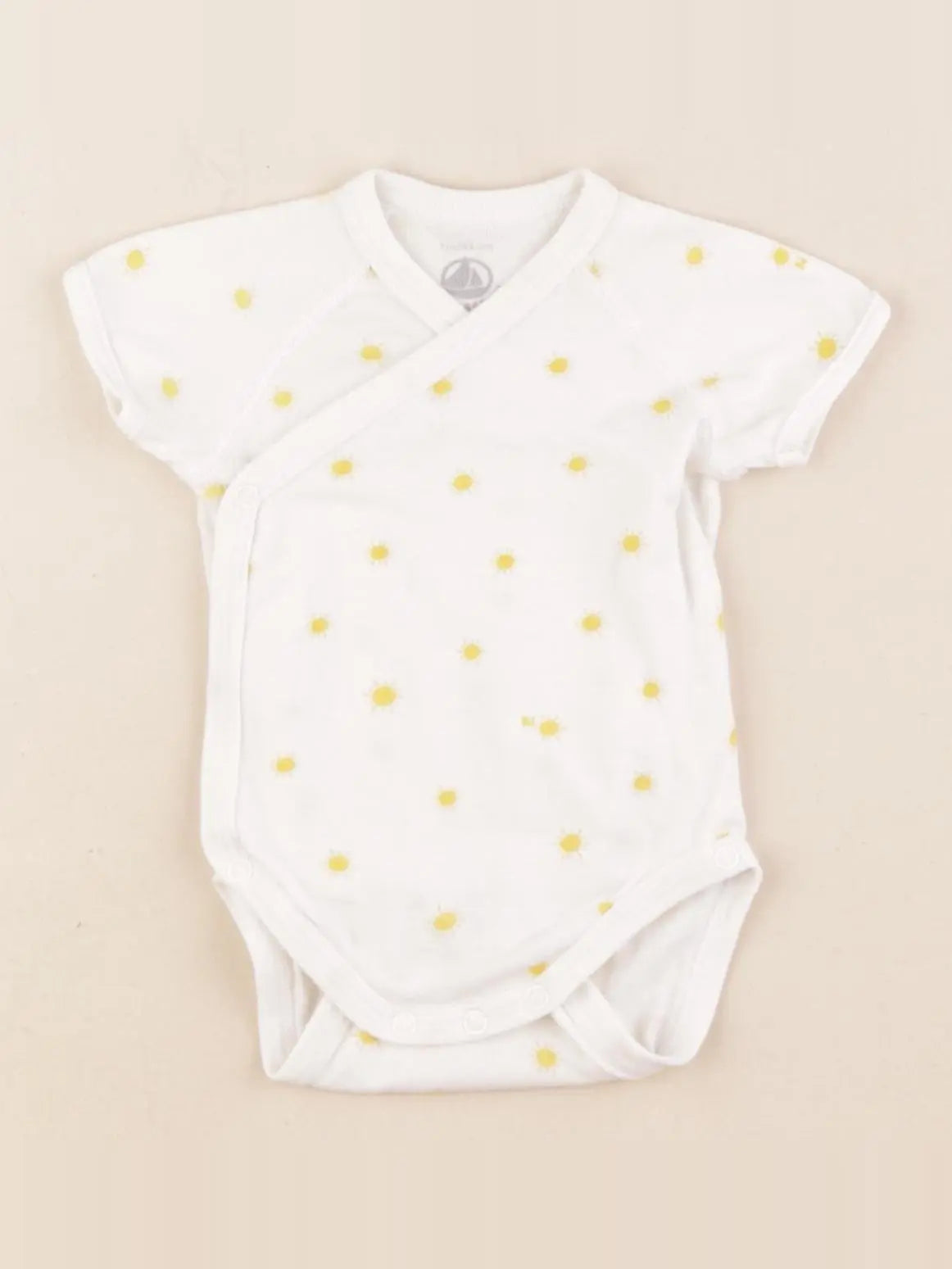 Petit Bateau - body blanc, jaune - 1 mois