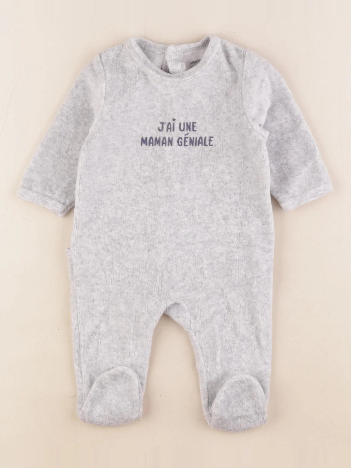 Vertbaudet - pyjama velours gris - 3 mois