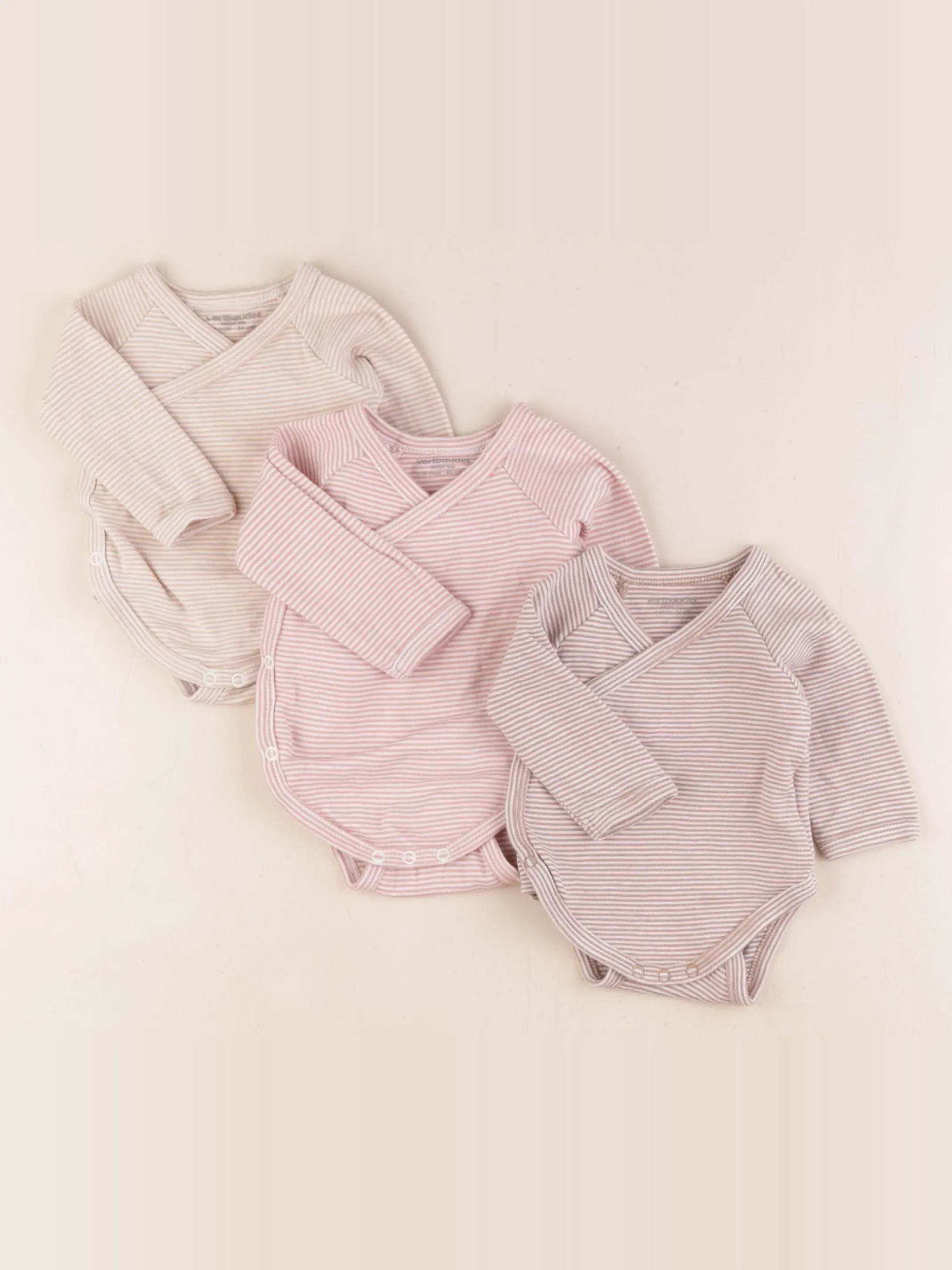 Vertbaudet - lot de 3 bodies en coton marron, beige - 1 mois