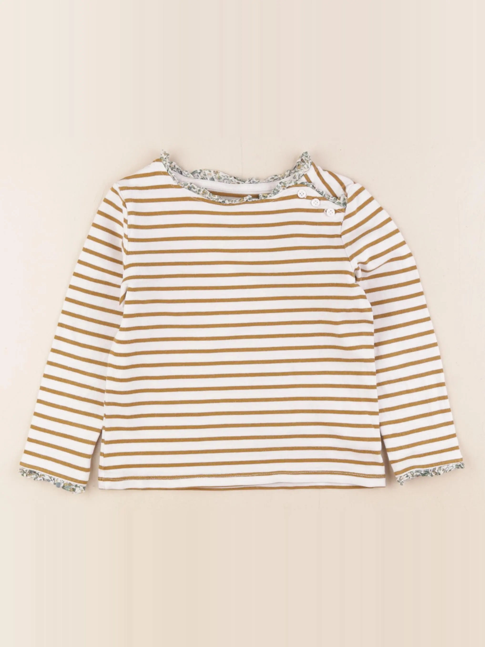 Cyrillus - tee-shirt blanc, marron - 4 ans