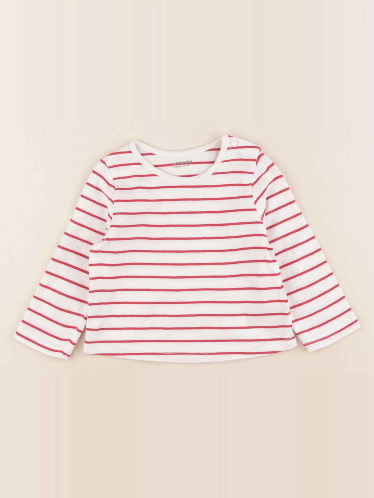 Vertbaudet - tee-shirt blanc, rouge - 9 mois