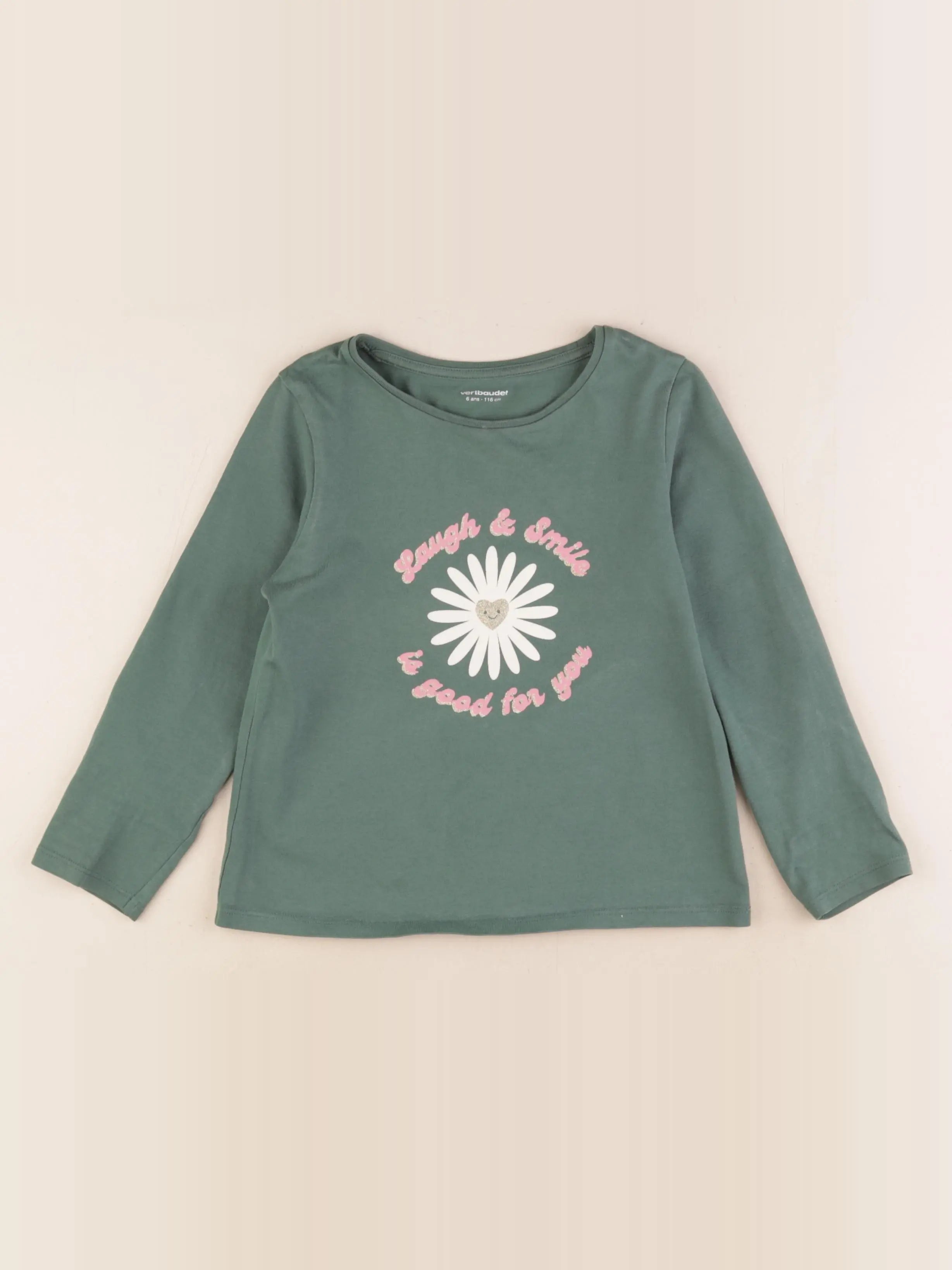 Vertbaudet - tee-shirt vert - 6 ans