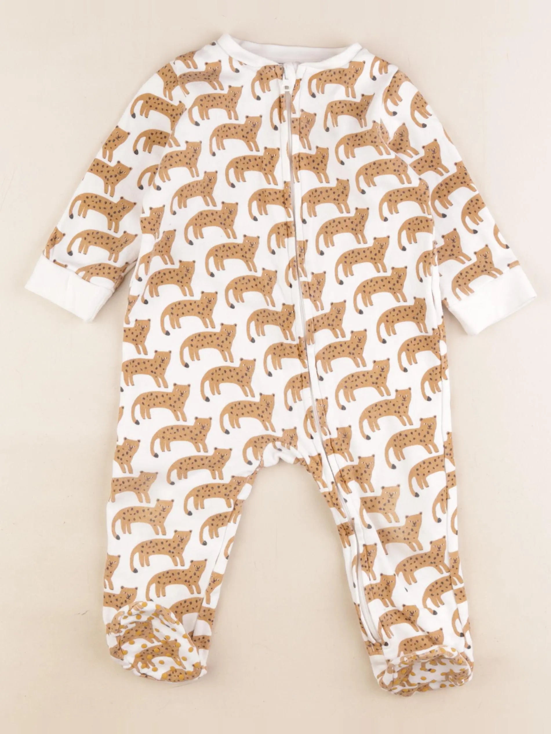 Boutchou - pyjama coton blanc, marron - 12 mois