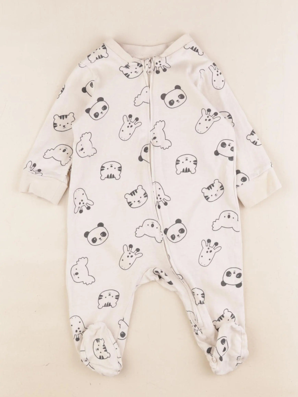 H&M - pyjama coton beige, noir - 2/4 mois