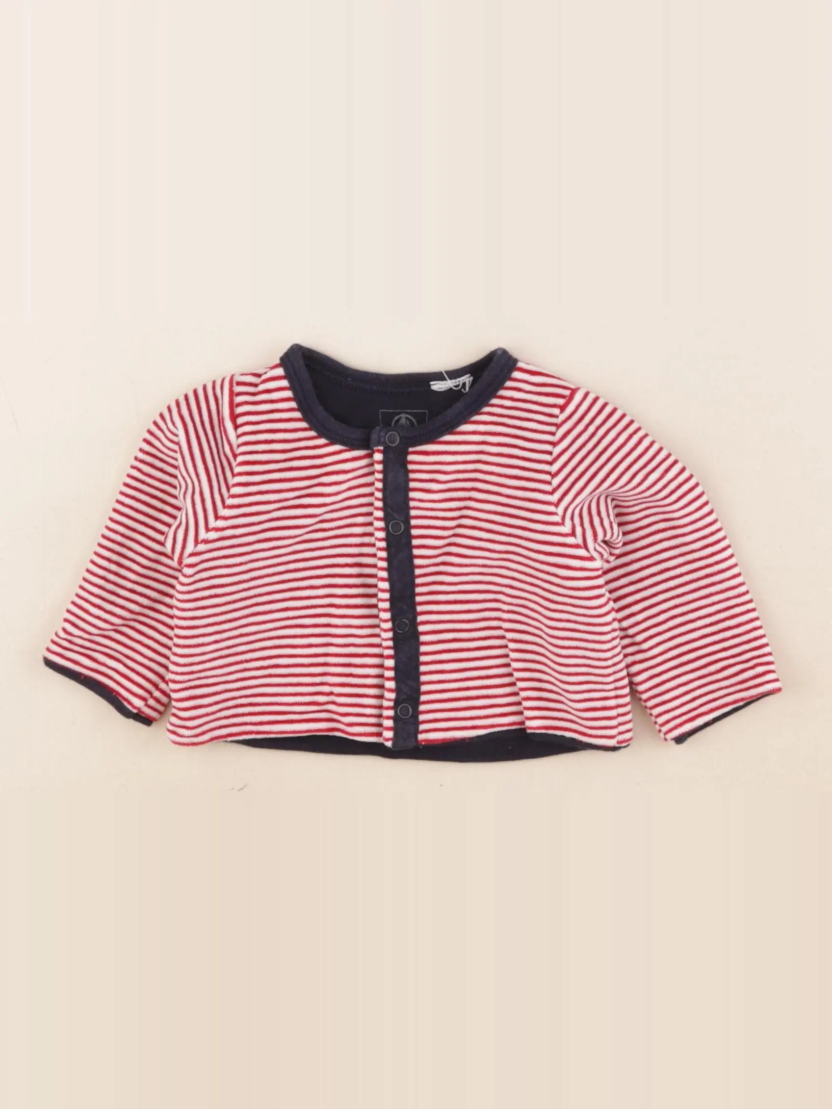 Petit Bateau - gilet rouge, bleu - 3 mois