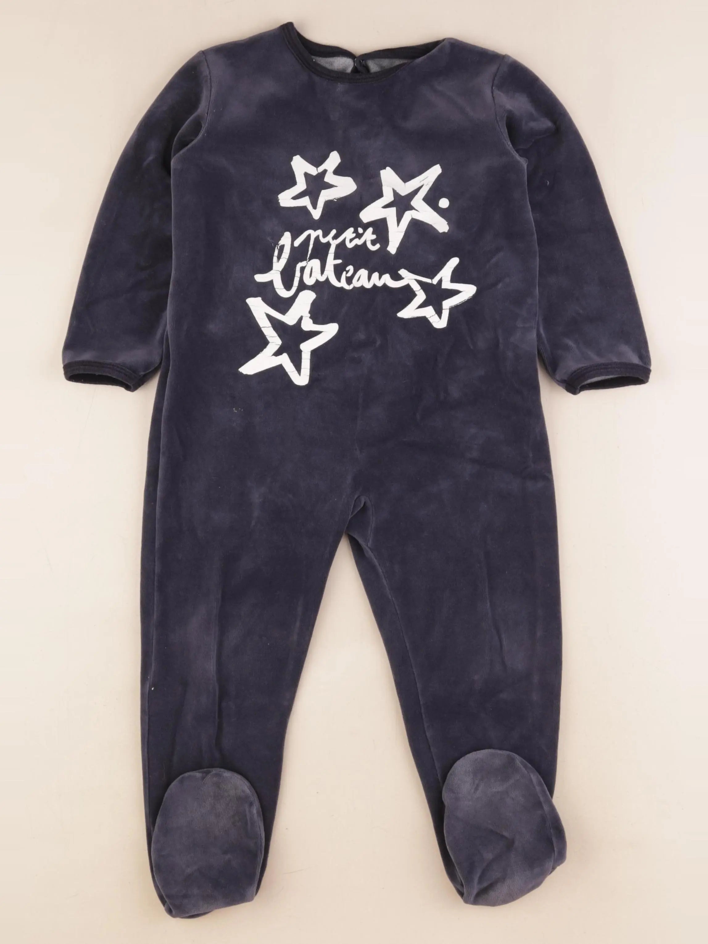 Petit Bateau - pyjama velours bleu - 36 mois
