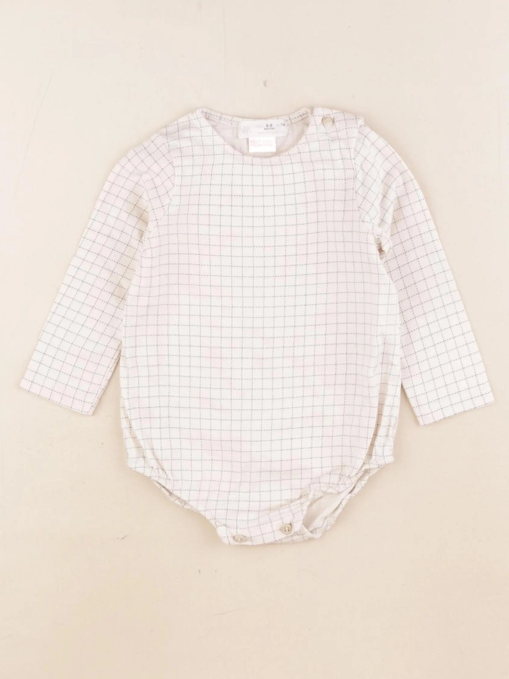 Zara - body blanc, bleu - 6/9 mois