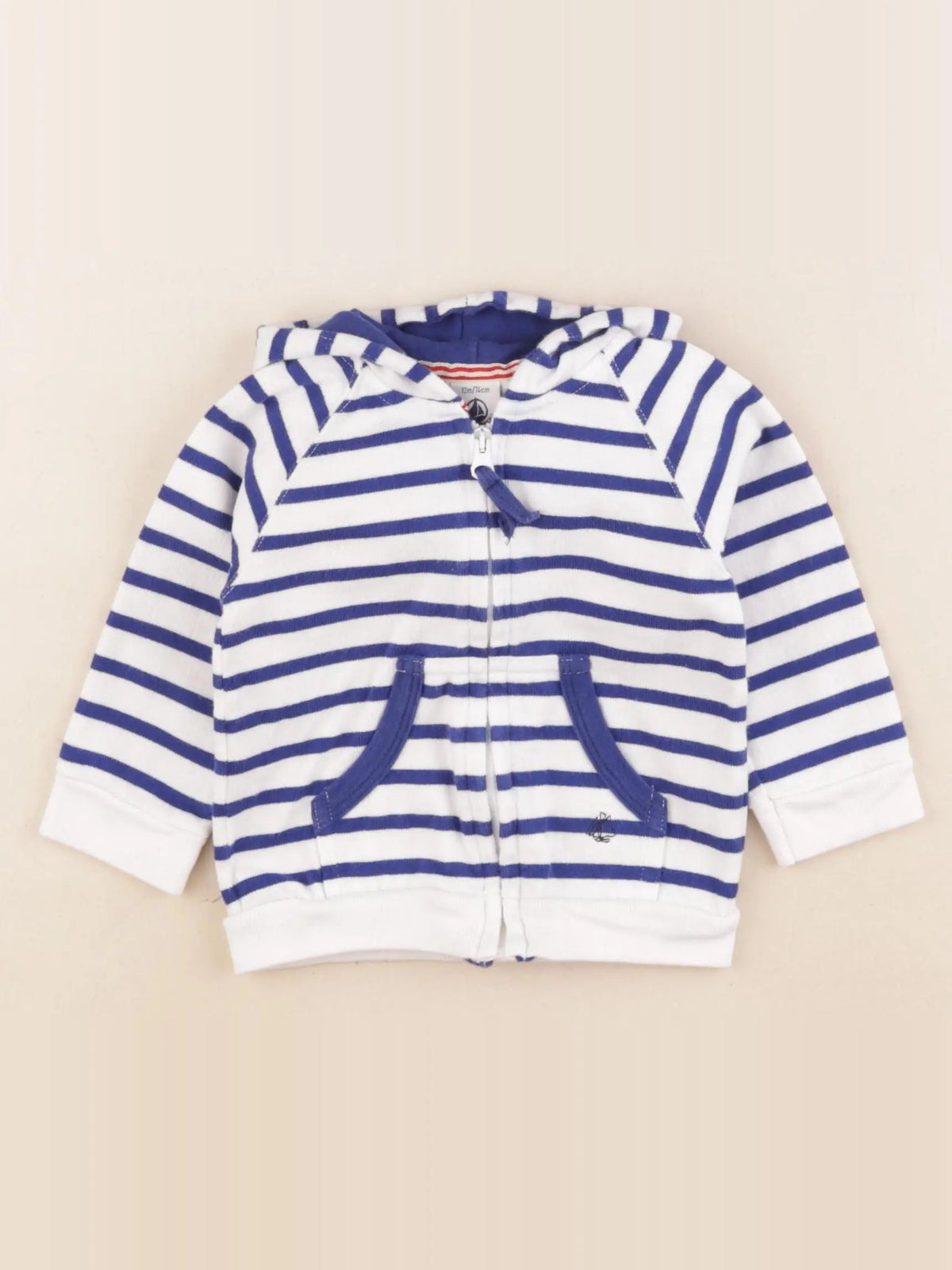 Petit Bateau - sweat blanc, bleu - 12 mois