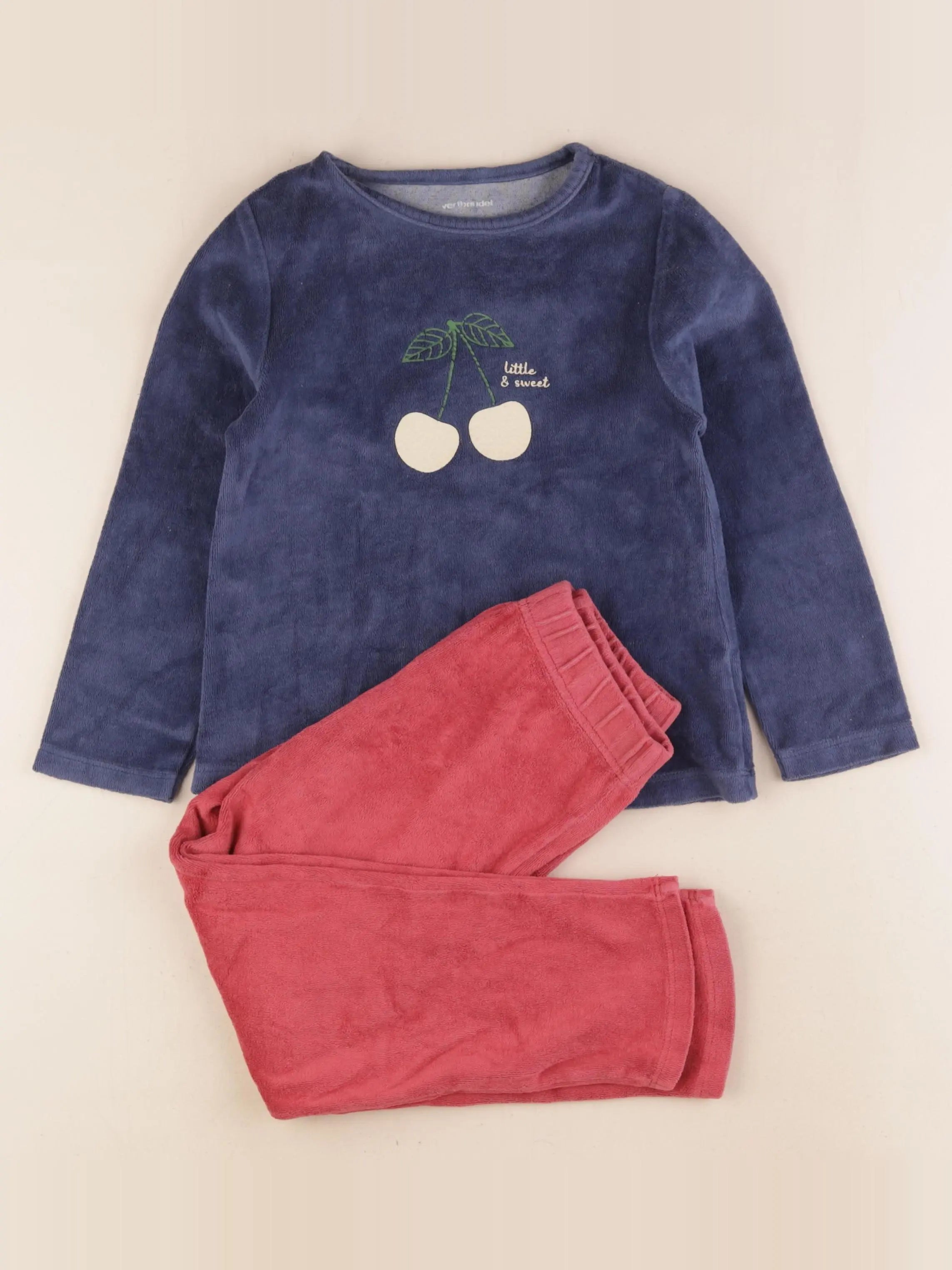Vertbaudet - pyjama velours bleu - 6 ans