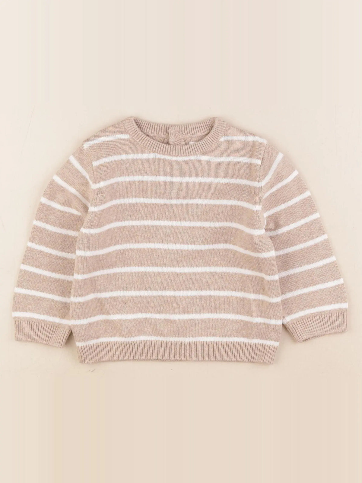 Vertbaudet - pull beige, blanc - 18 mois
