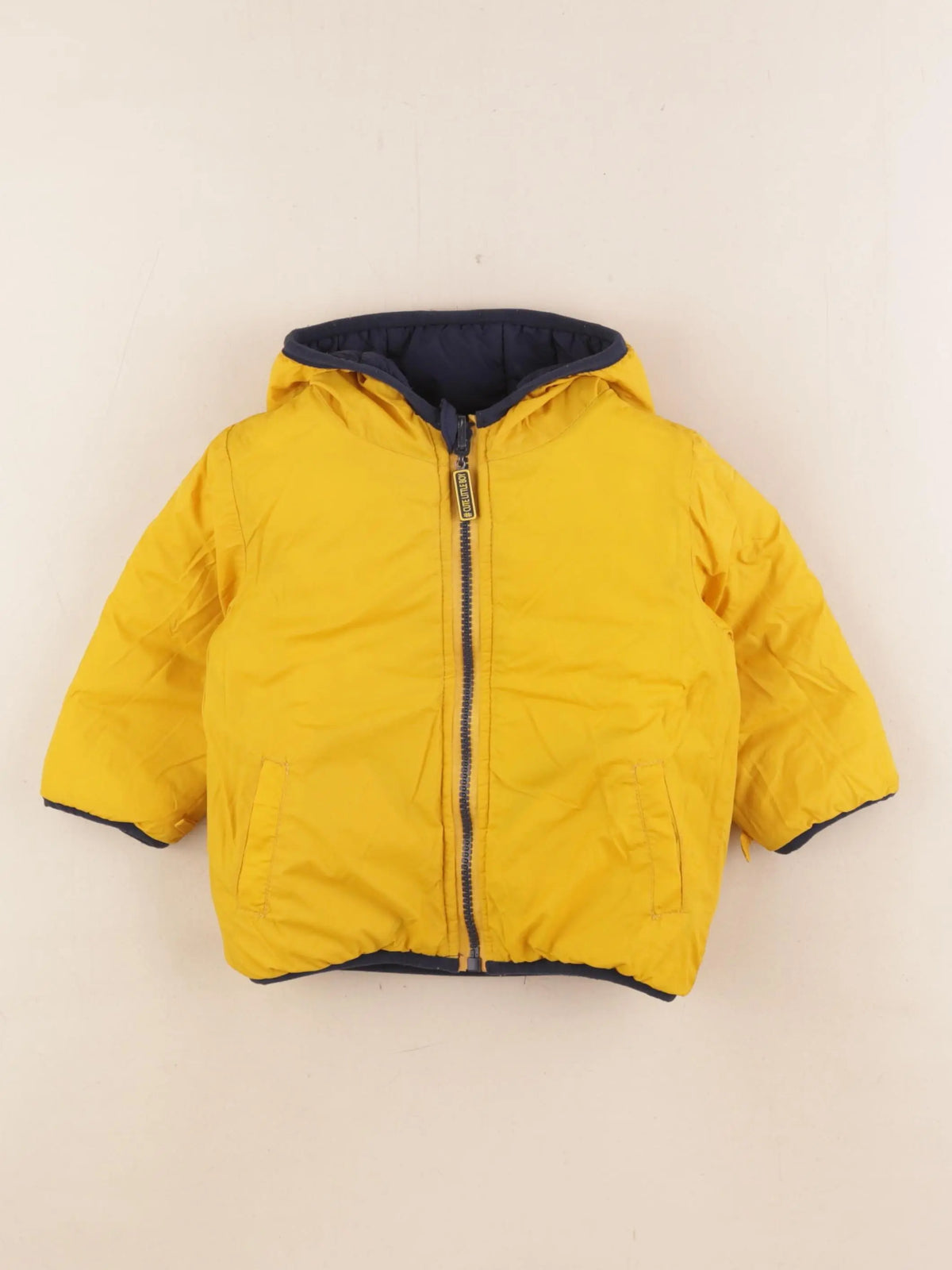 Vertbaudet - doudoune réversible bleu, jaune - 1 an