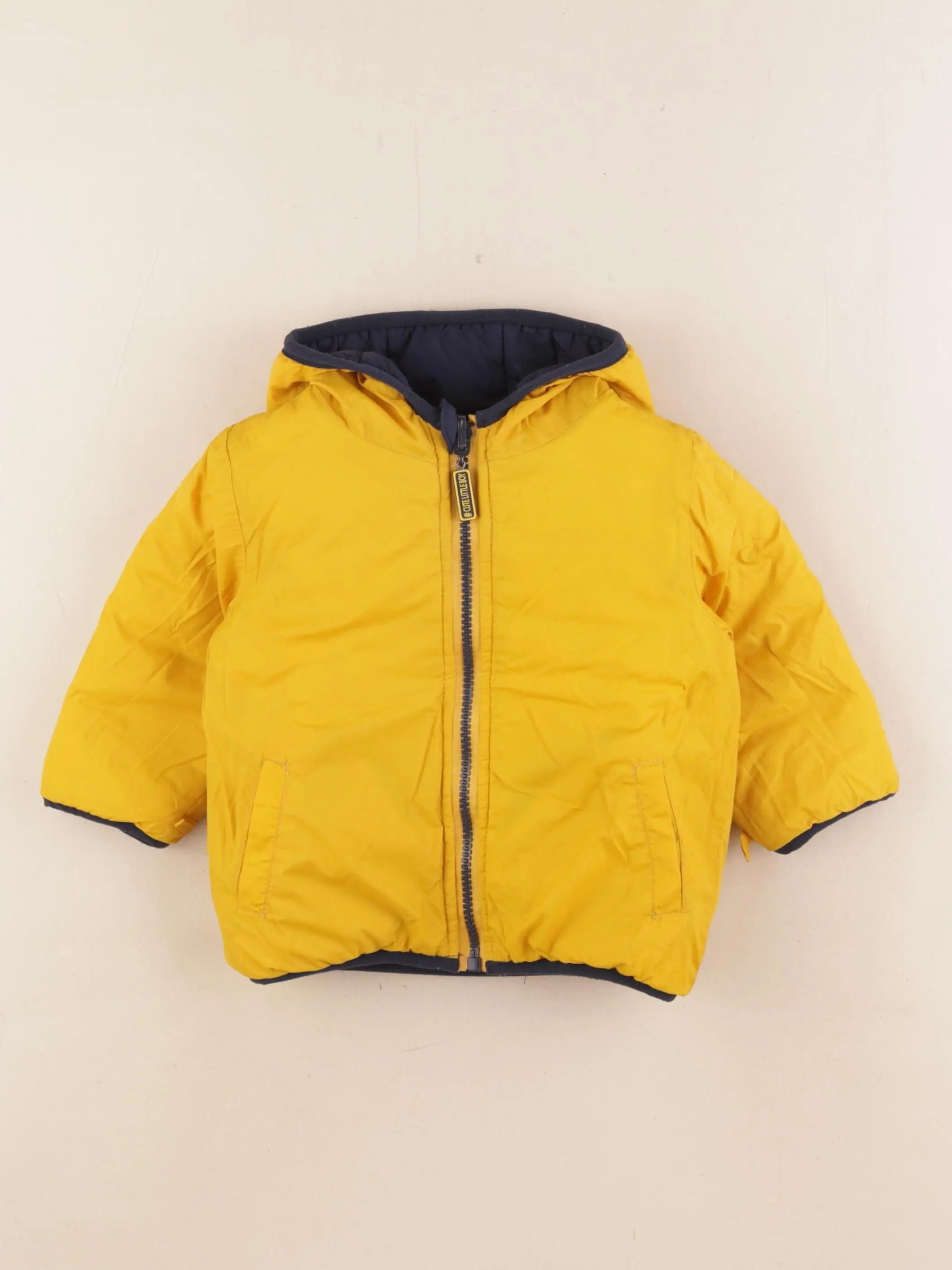 Vertbaudet - doudoune réversible bleu, jaune - 1 an