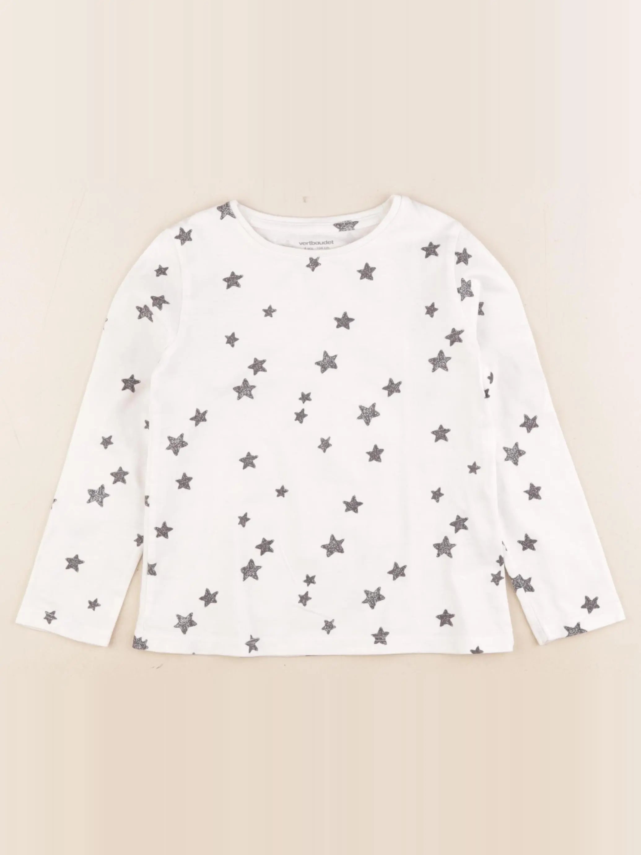 Vertbaudet - tee-shirt blanc, noir - 4 ans
