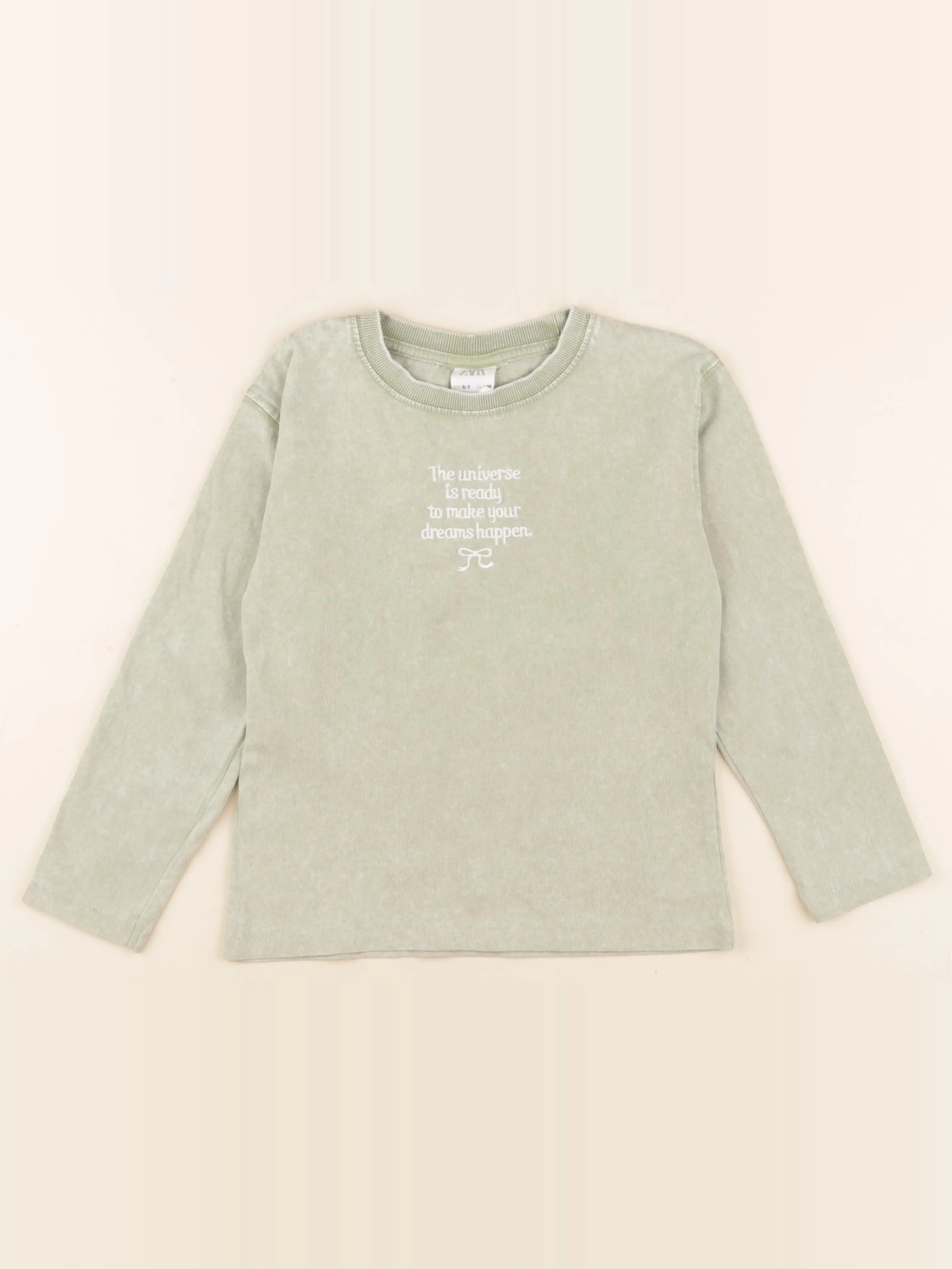 Zara - tee-shirt imprimé au dos vert - 6/7 ans