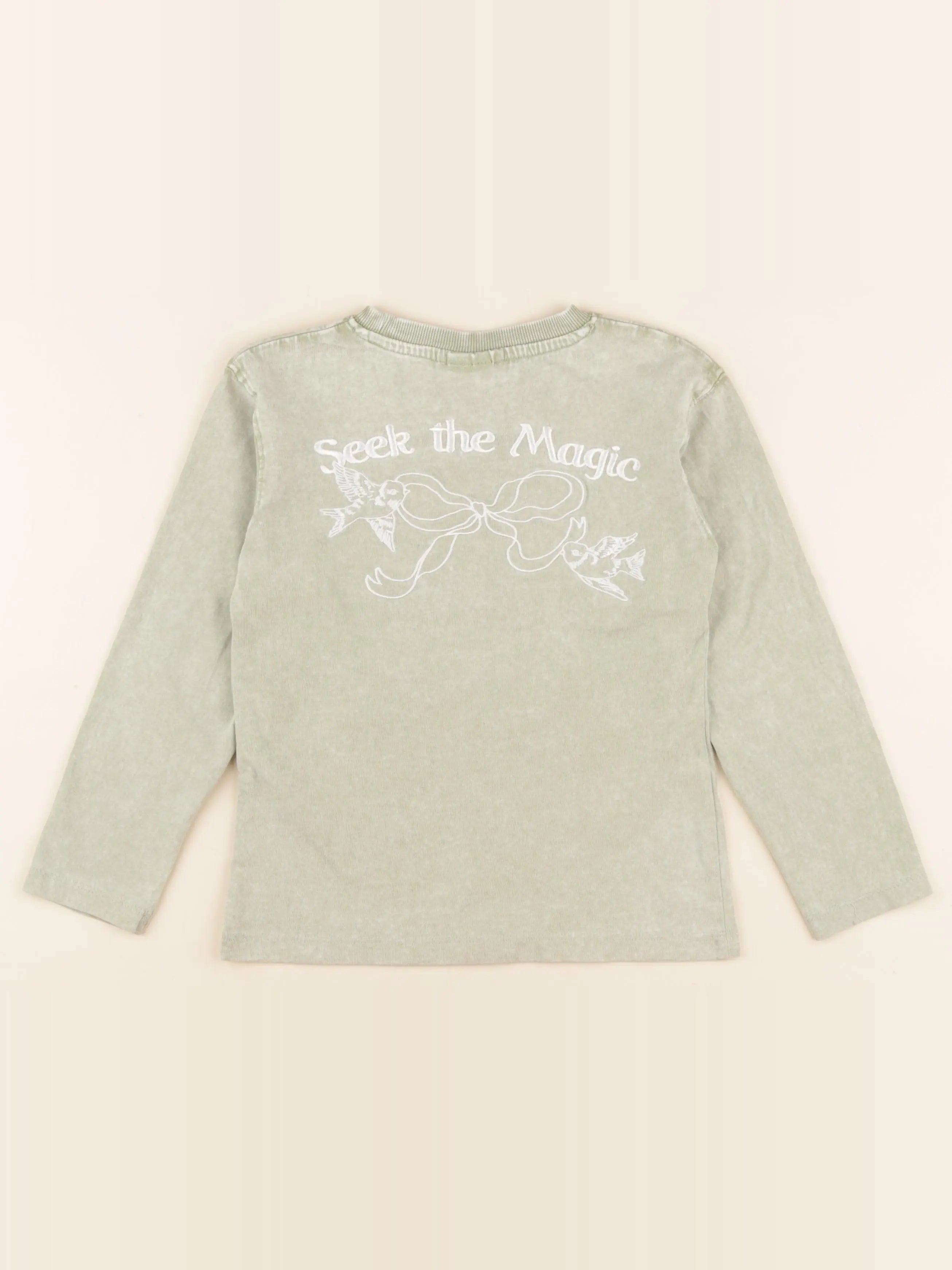 Zara - tee-shirt imprimé au dos vert - 6/7 ans