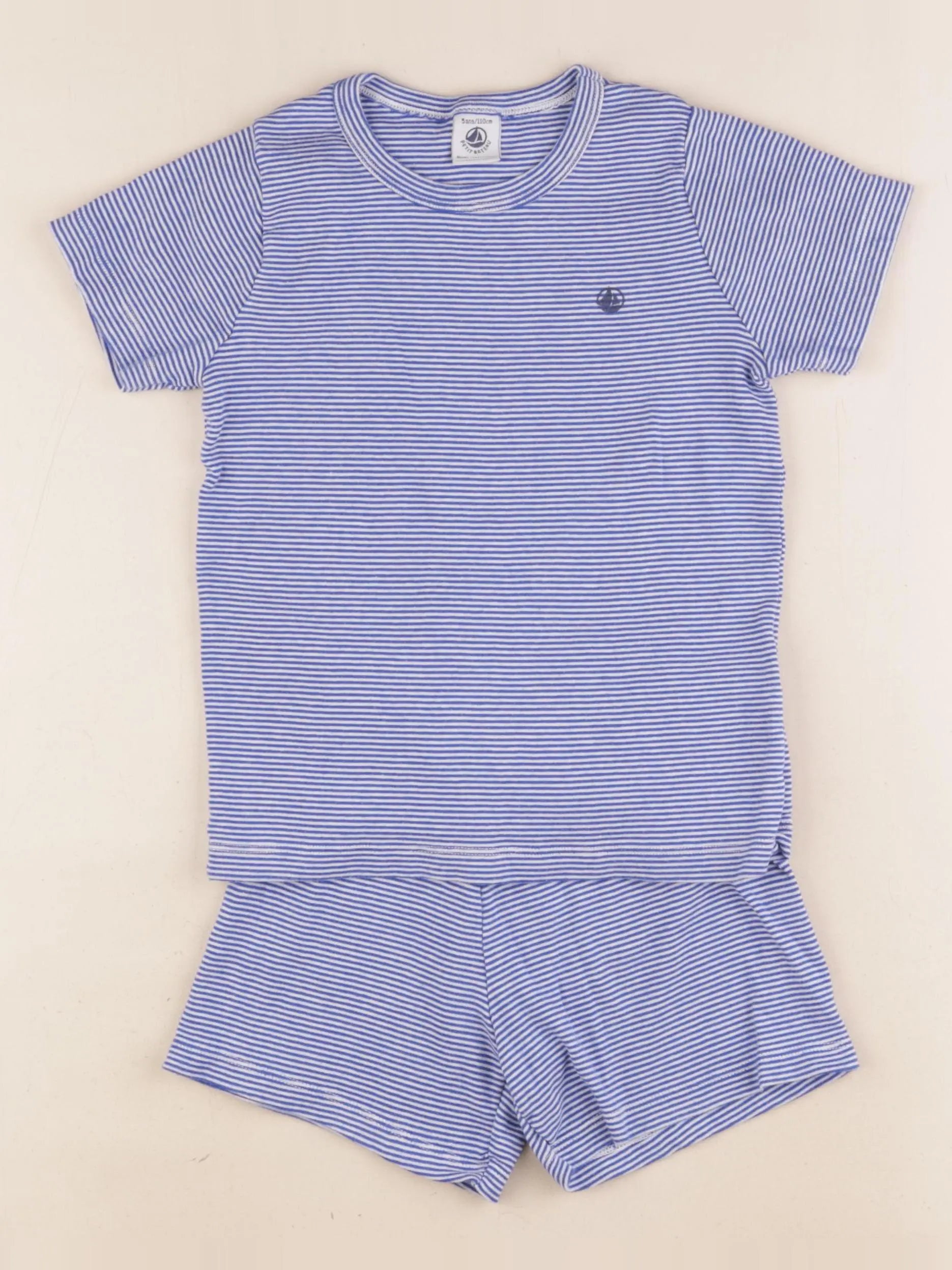 Petit Bateau - pyjama coton bleu - 8 ans