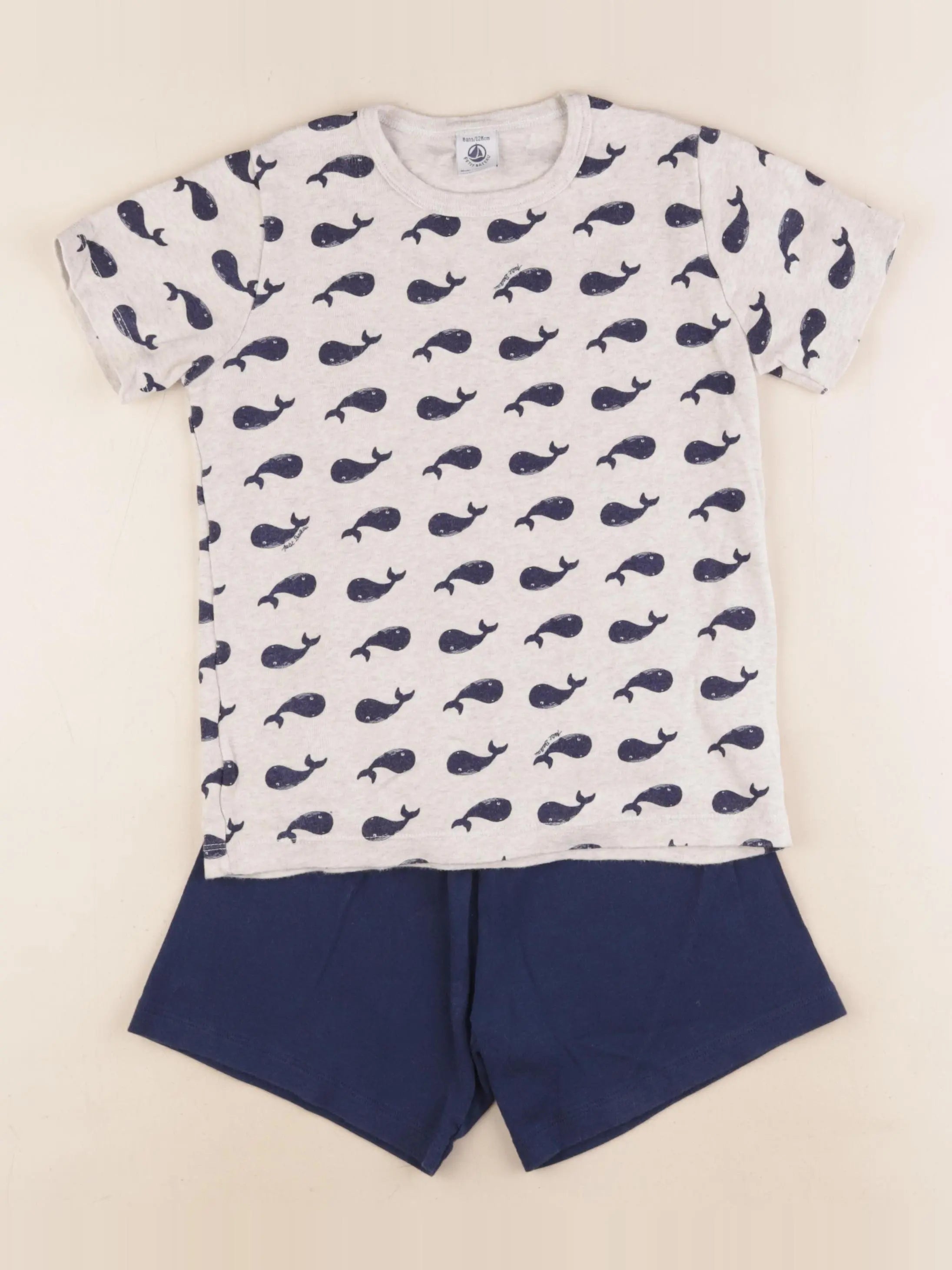Petit Bateau - pyjama coton gris, bleu - 5 ans