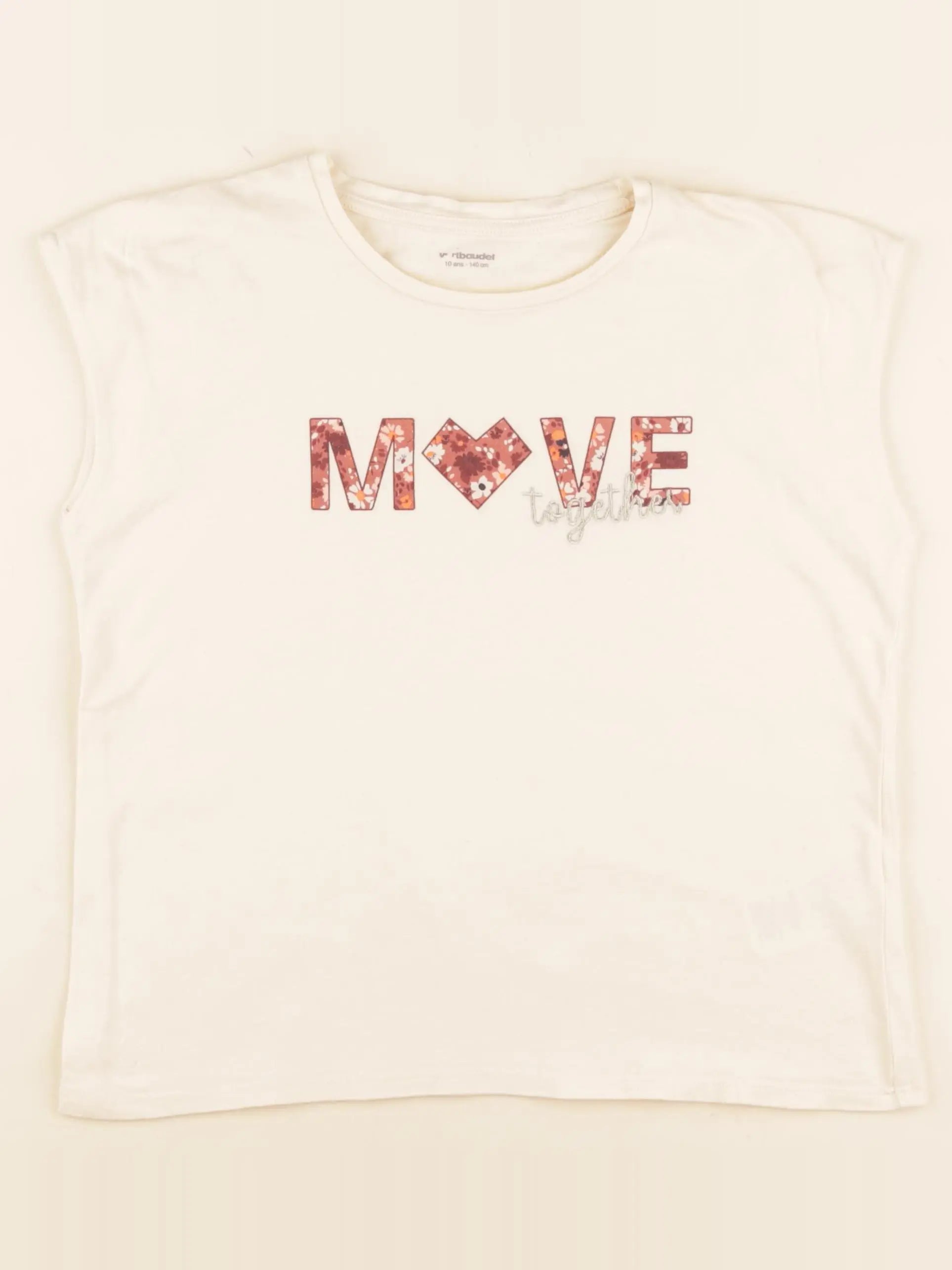 Vertbaudet - tee-shirt beige - 10 ans