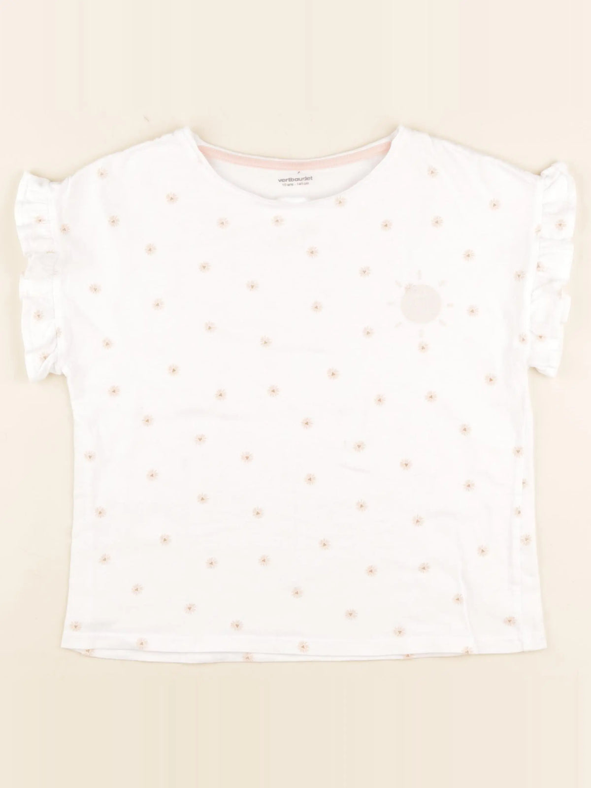 Vertbaudet - tee-shirt blanc, rose - 10 ans