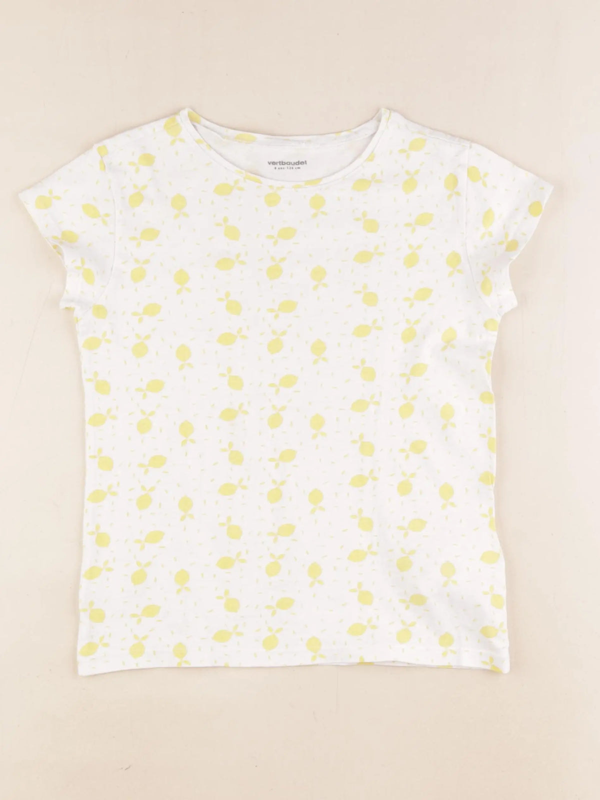 Vertbaudet - tee-shirt blanc, jaune - 8 ans