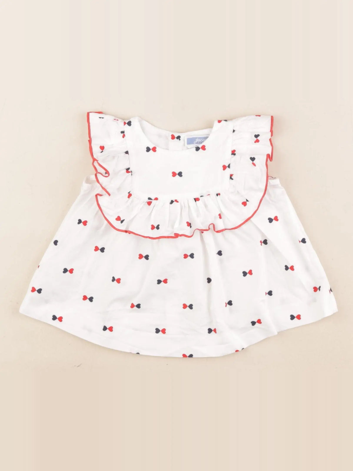 Jacadi - blouse blanc, bleu, rouge - 6 mois