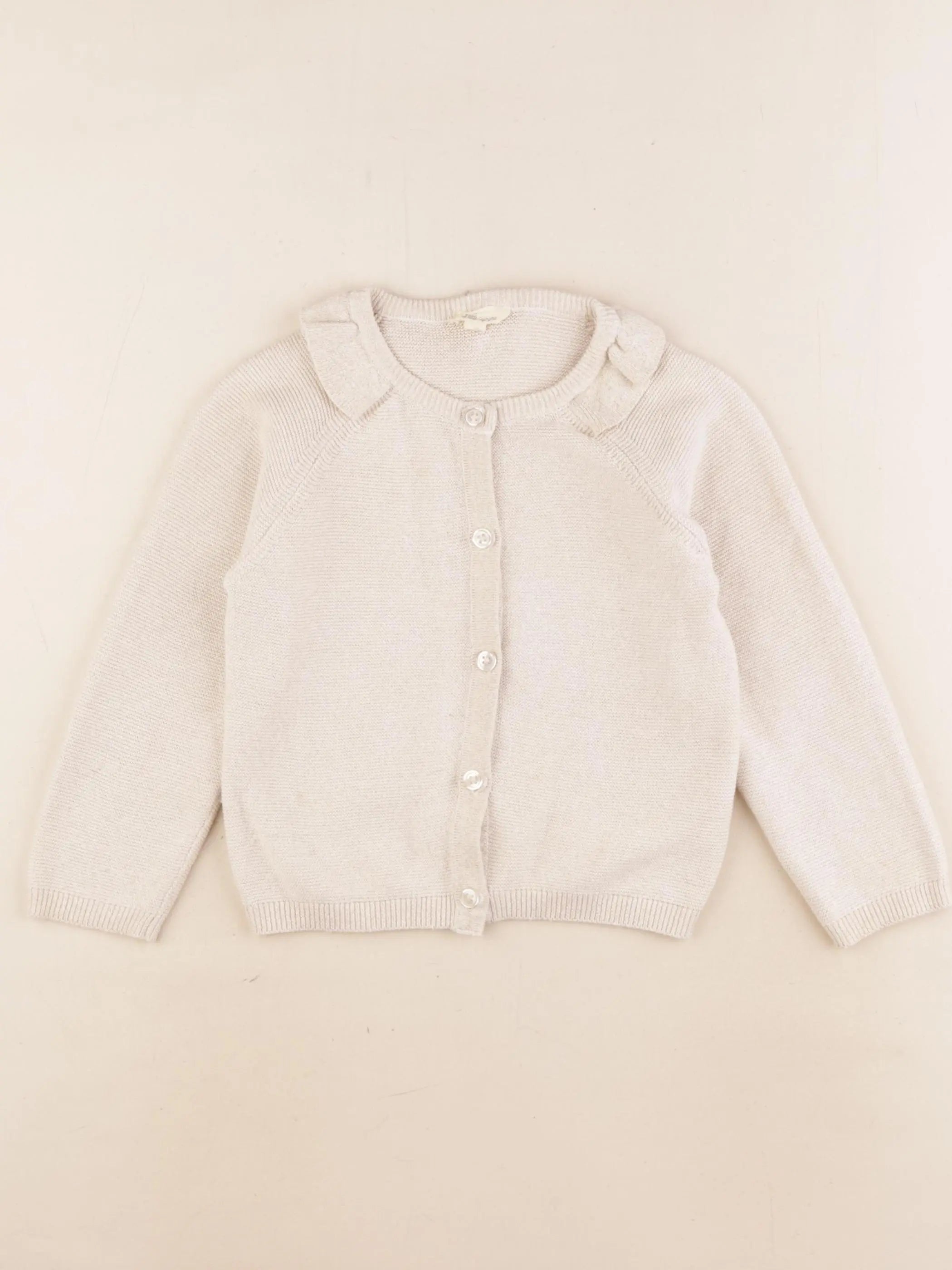Little Cigogne - gilet beige, or - 3 ans