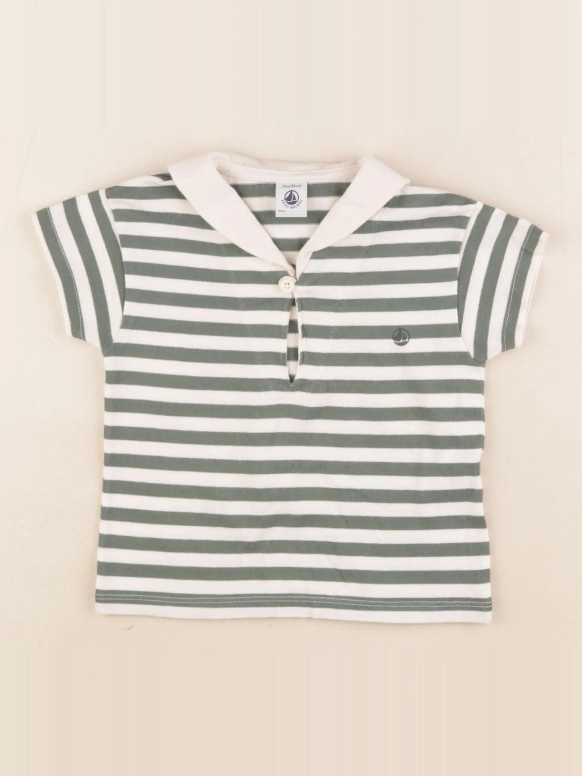 Petit Bateau - tee-shirt blanc, vert - 24 mois