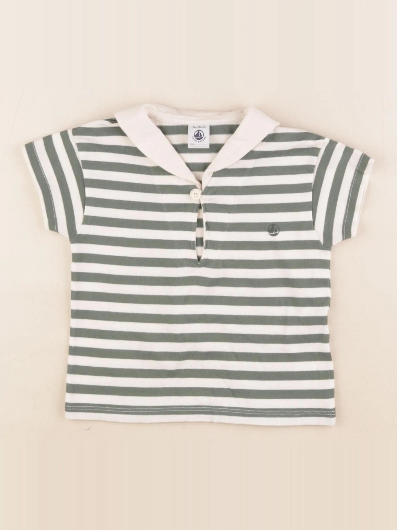 Petit Bateau - tee-shirt blanc, vert - 24 mois