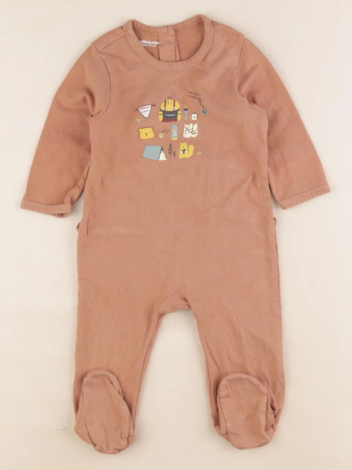 Vertbaudet - pyjama coton marron - 9 mois