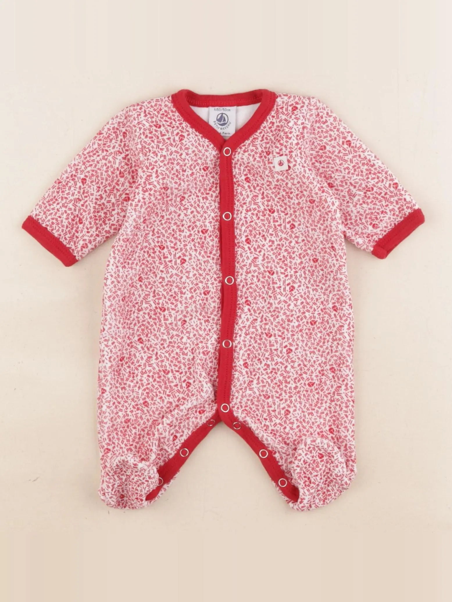 Petit Bateau - pyjama velours rouge - 0 mois