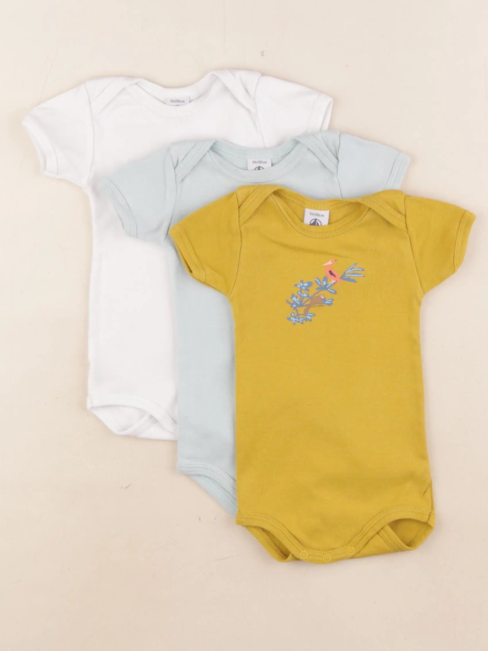 Petit Bateau - lot de 3 bodies en coton multicolore - 3 mois