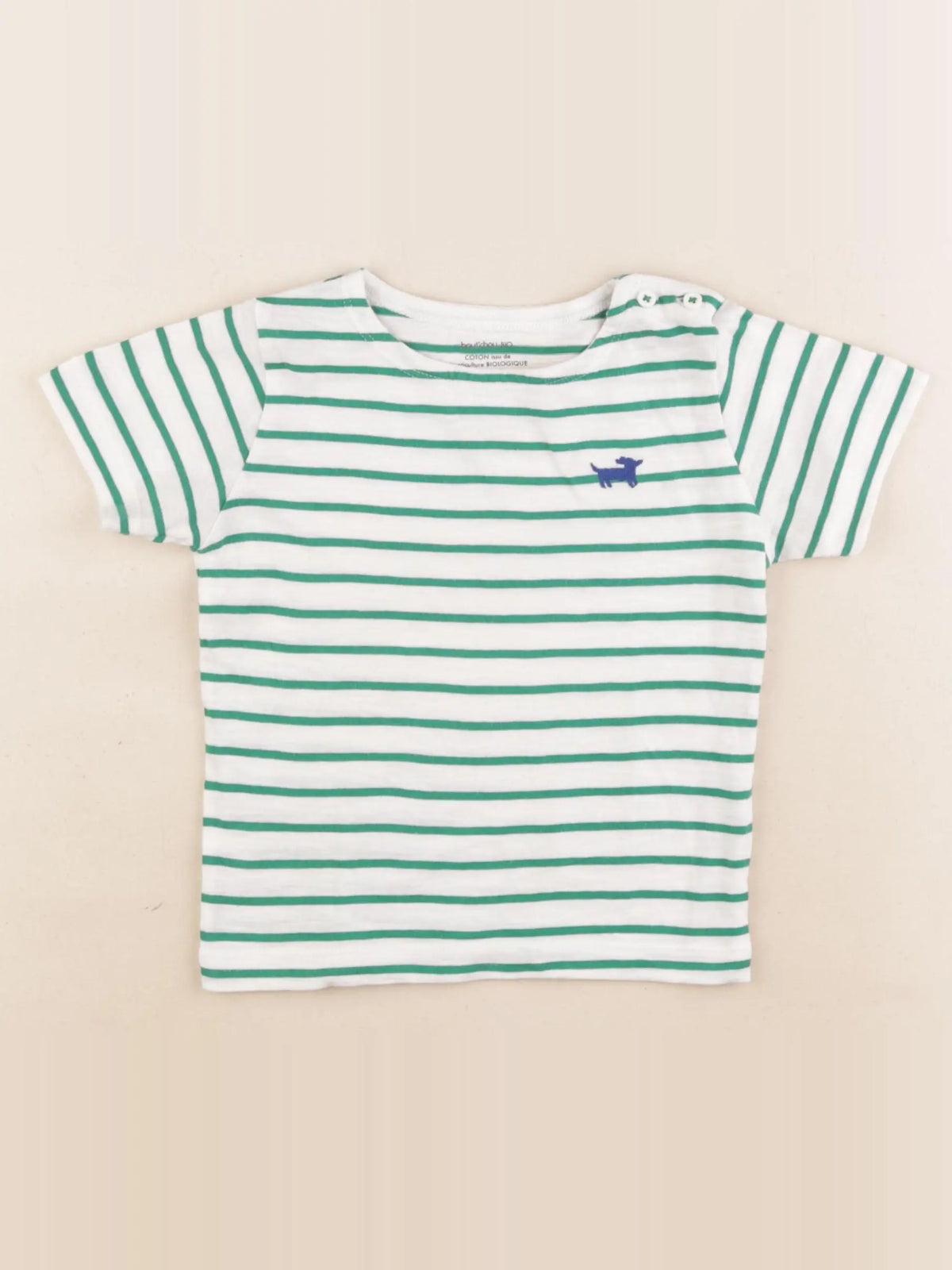Boutchou - tee-shirt blanc, vert - 18 mois