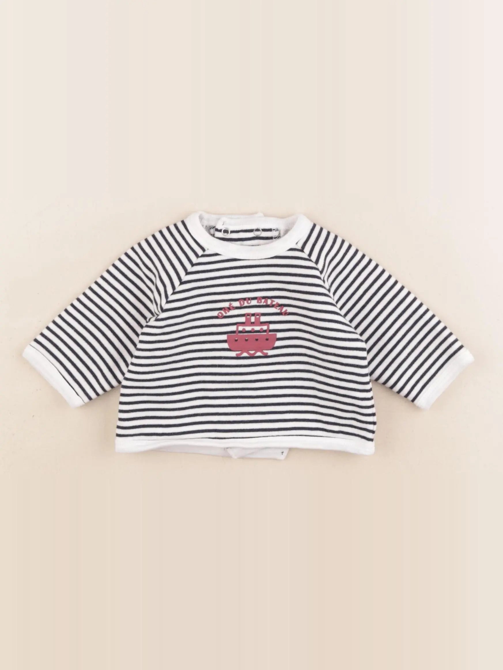 Boutchou - sweat bleu, blanc - 1 mois