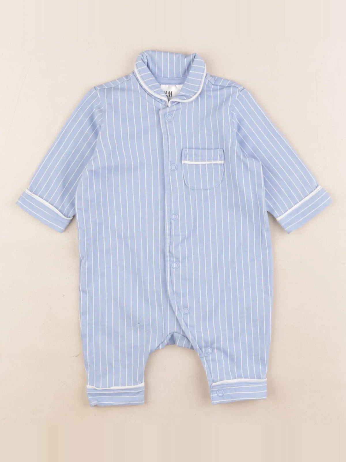 H&M - pyjama coton bleu - 1/2 mois