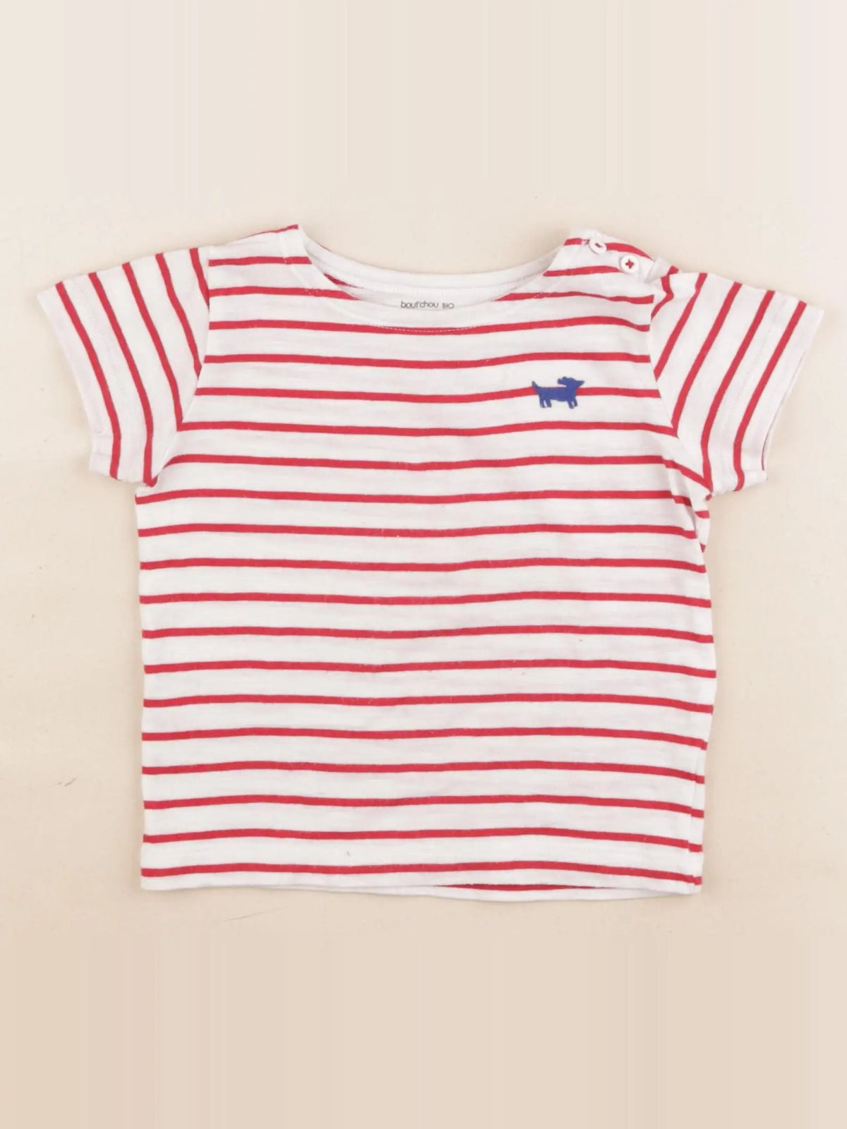 Boutchou - tee-shirt blanc, rouge - 12 mois