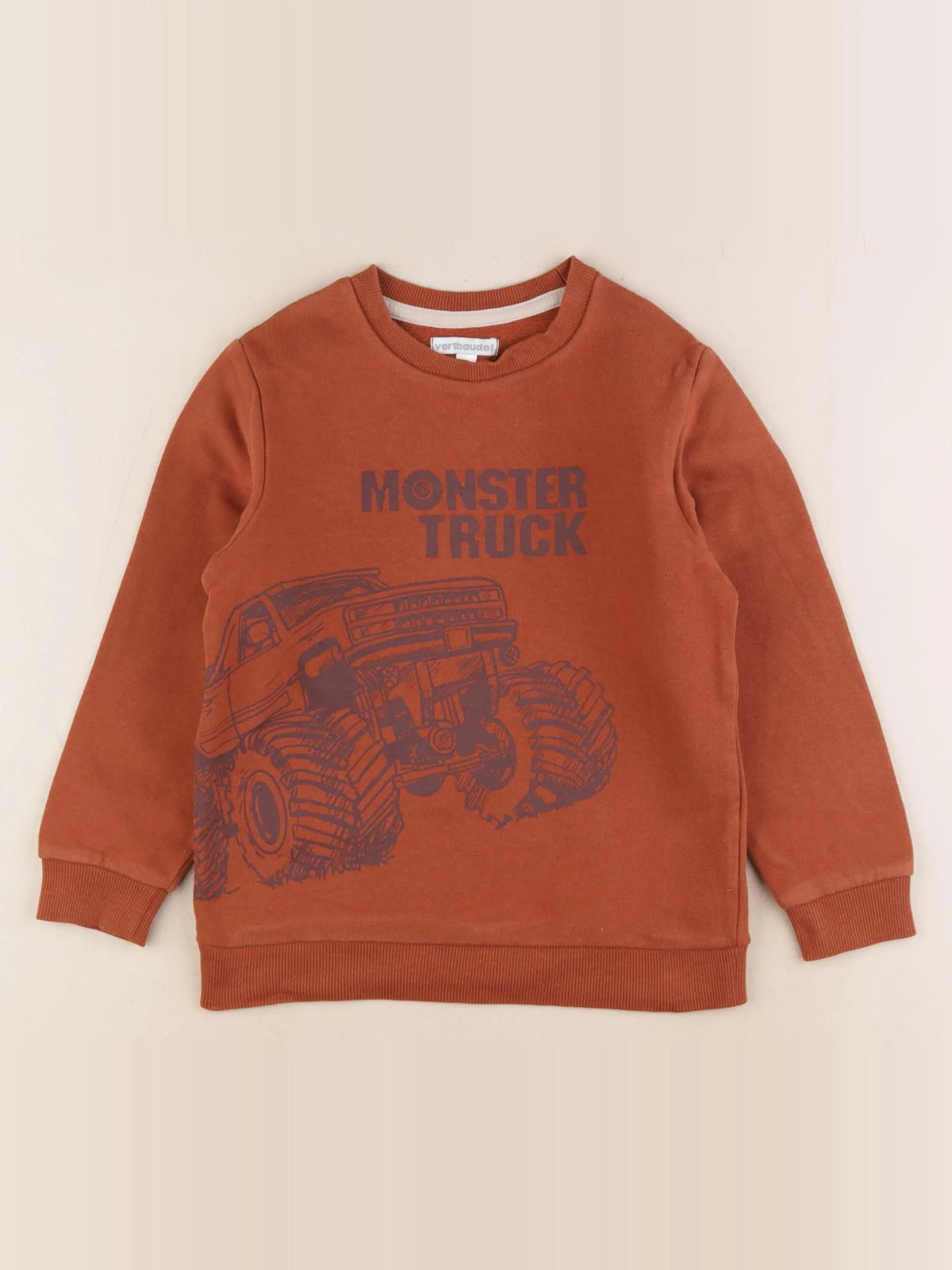 Vertbaudet - sweat marron - 6 ans
