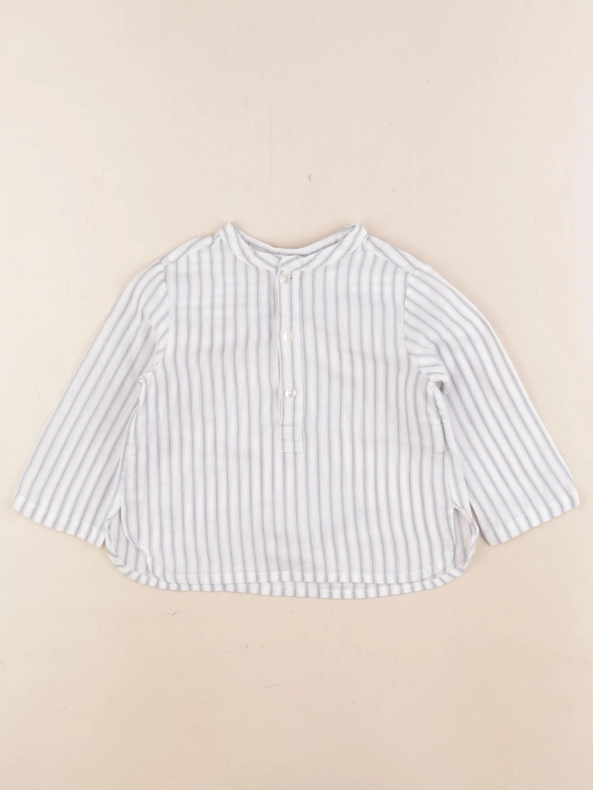 Bonton - blouse blanc, bleu - 12 mois