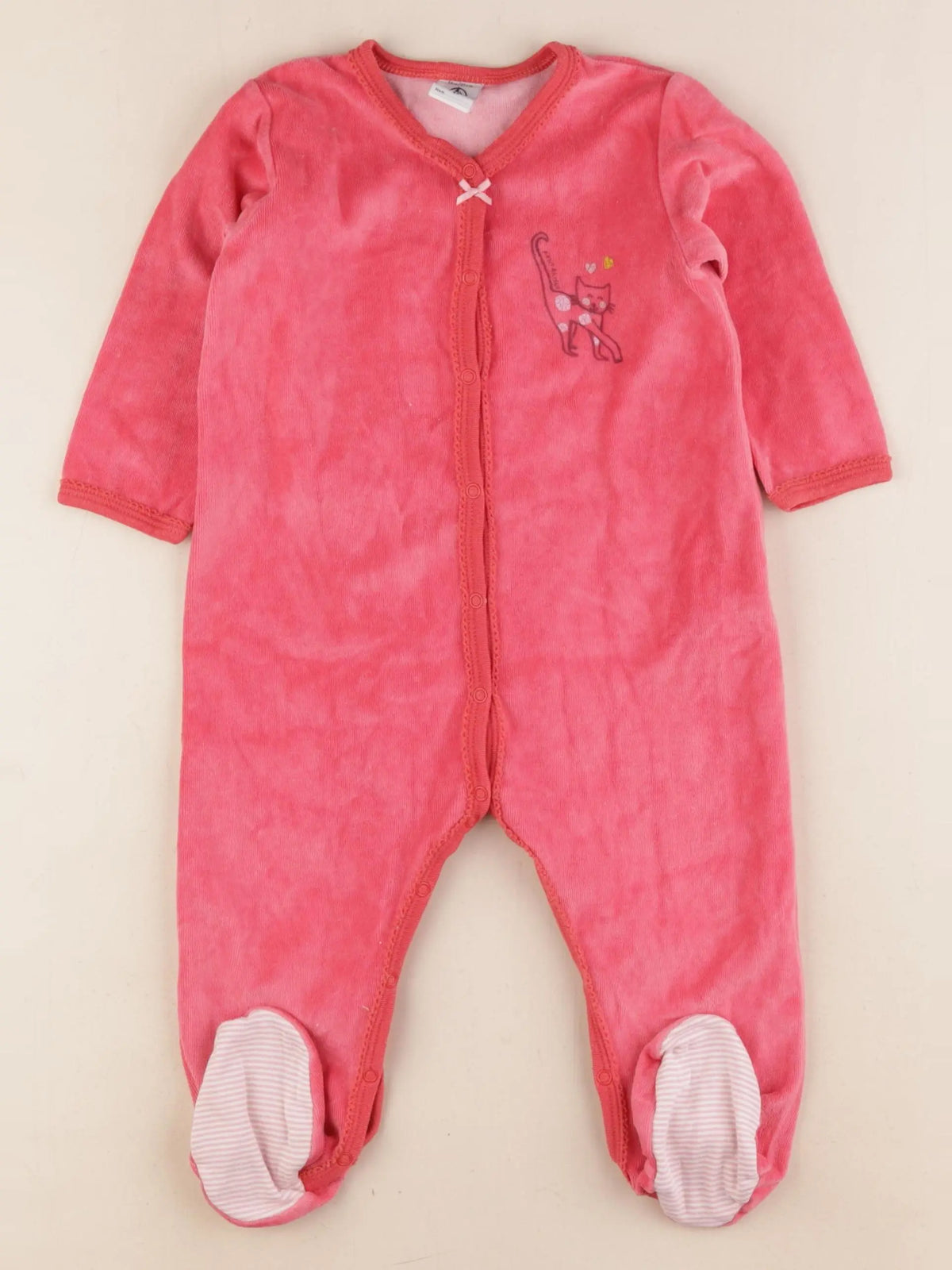 Petit Bateau - pyjama velours rose - 18 mois