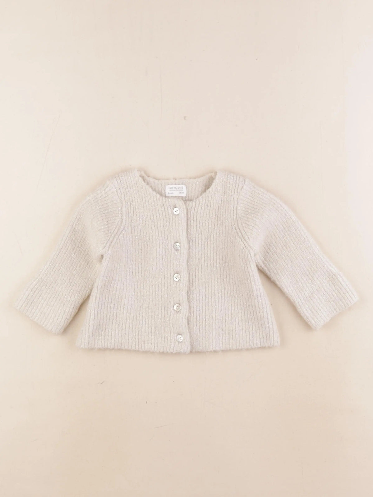 Natalys - gilet beige, argent - 6 mois