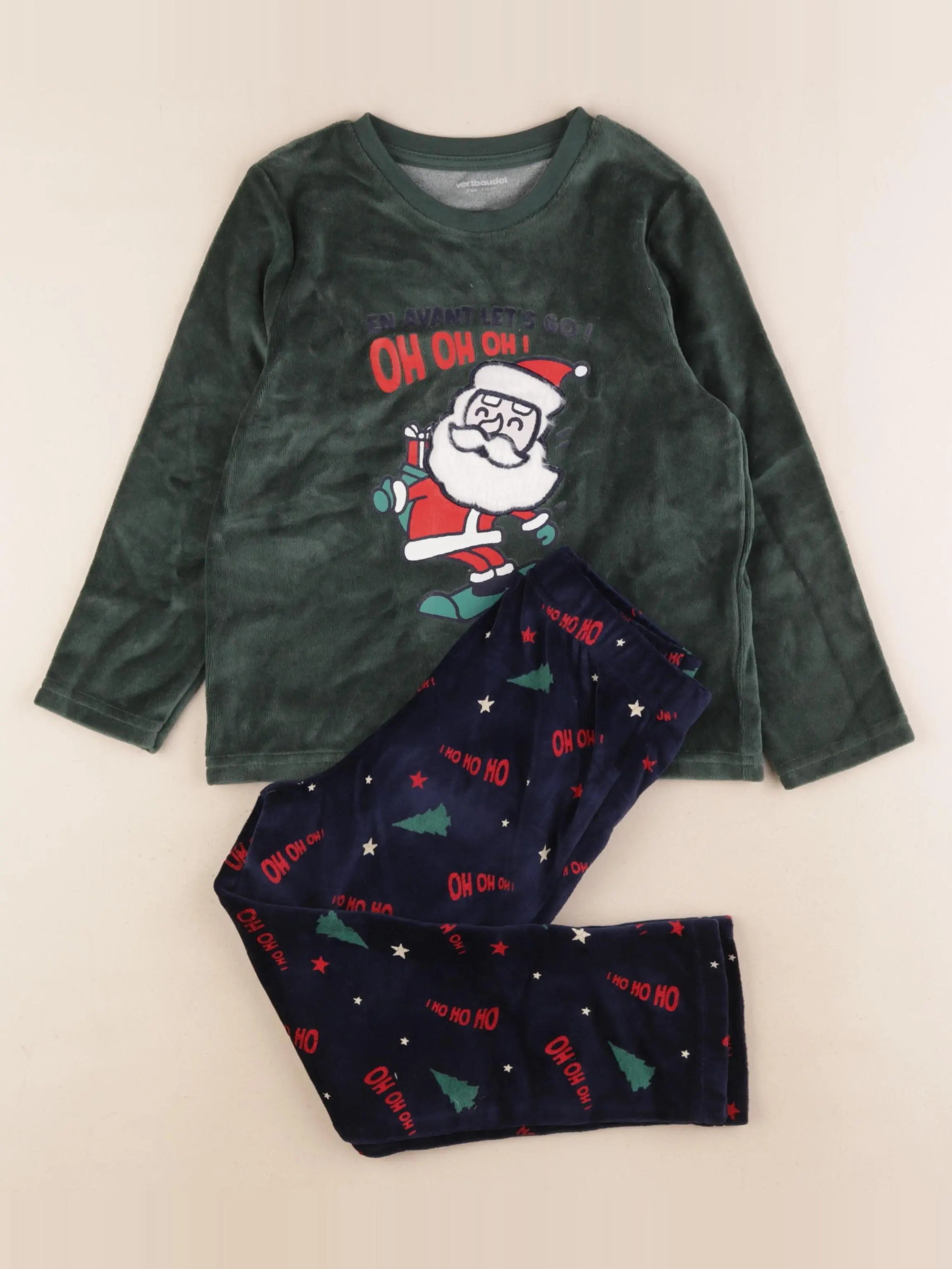 Vertbaudet - pyjama velours vert - 5 ans