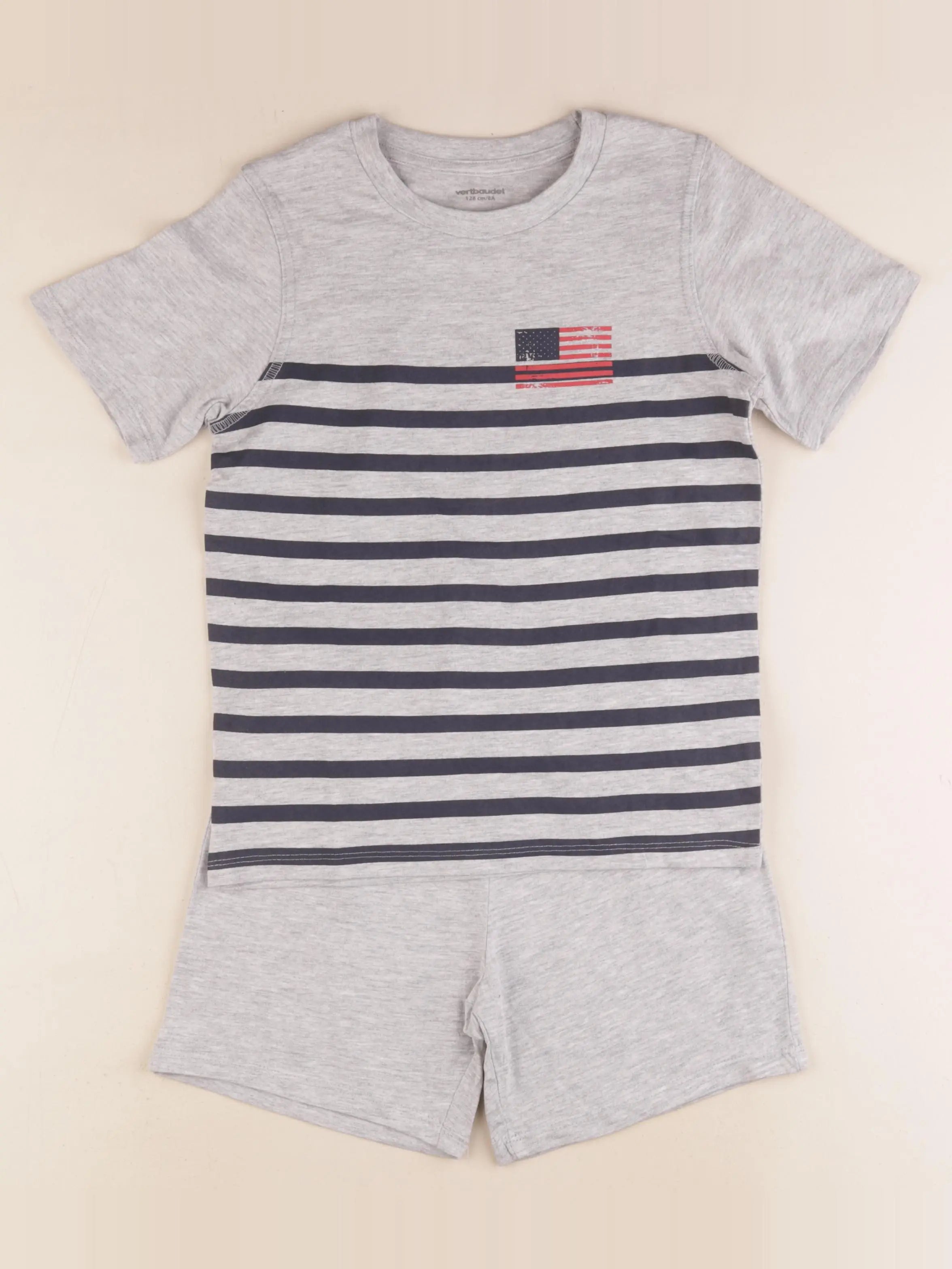 Vertbaudet - pyjama coton gris - 8 ans