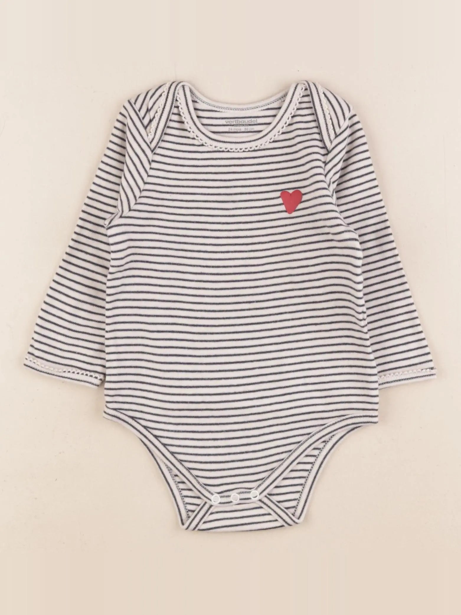 Vertbaudet - body bleu, blanc - 24 mois